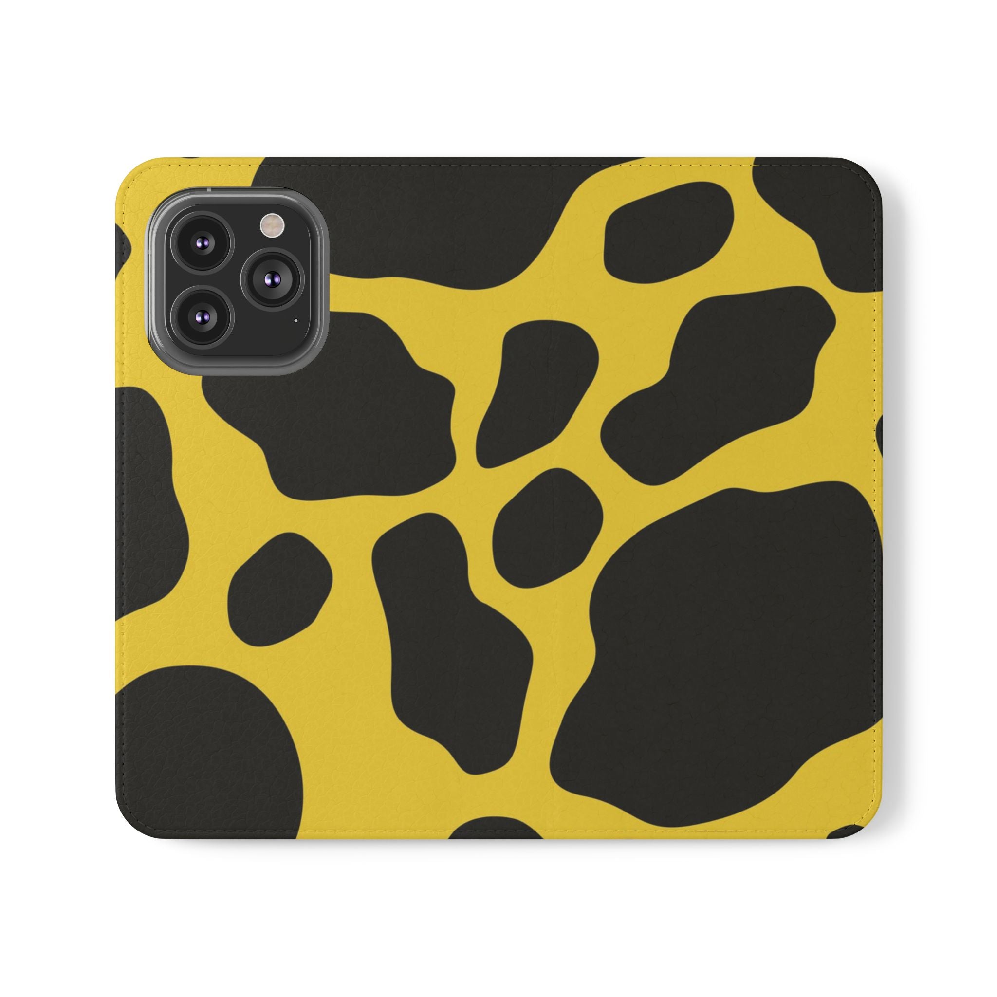 Yellow and Black Cow Print Phone Case, Artsulli - Art is Long, Life is Short, Phone Case, Size, iPhone 13 Pro, , , , , 74446354878200900178