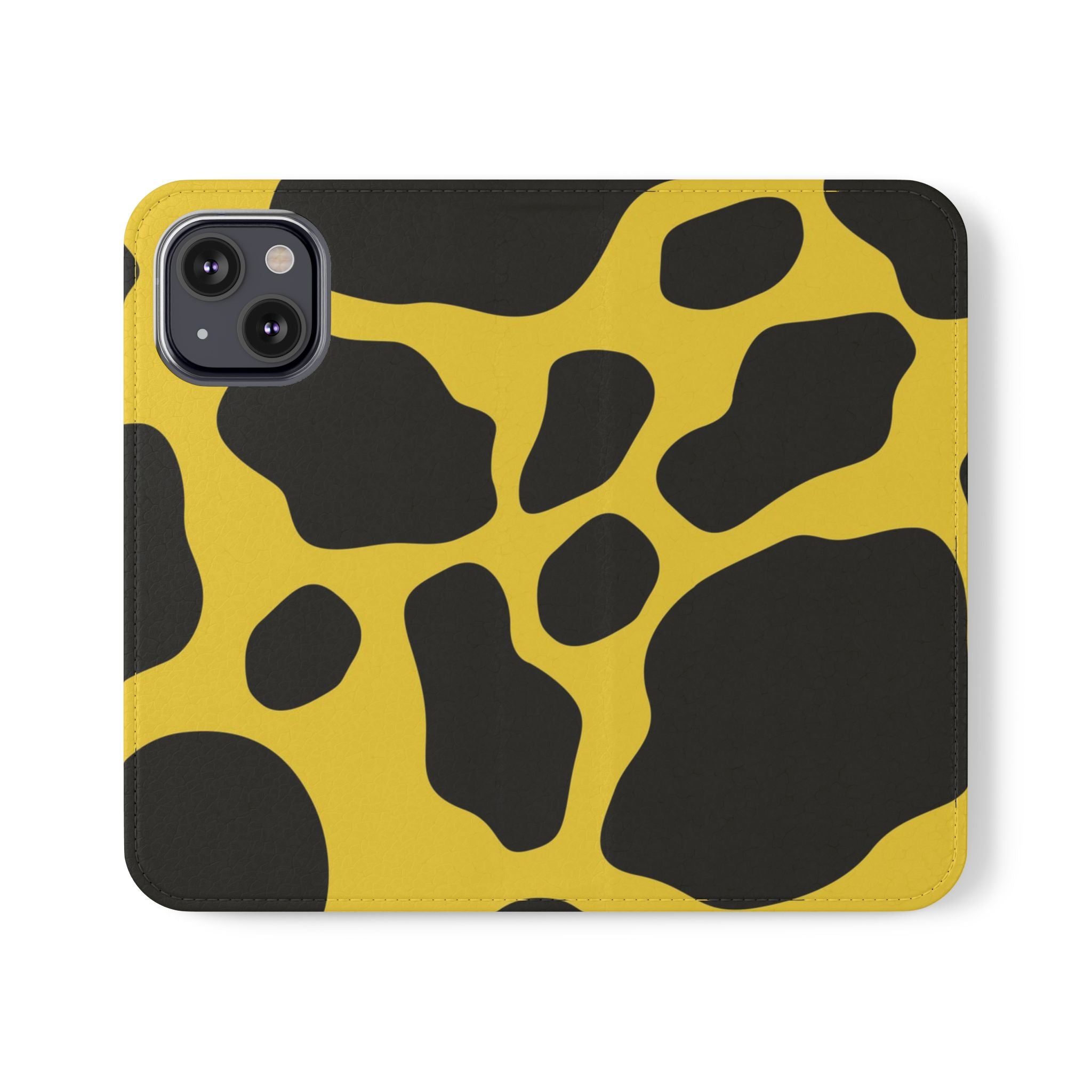 Yellow and Black Cow Print Phone Case, Artsulli - Art is Long, Life is Short, Phone Case, Size, iPhone 13 Mini, , , , , 33336916843008031658