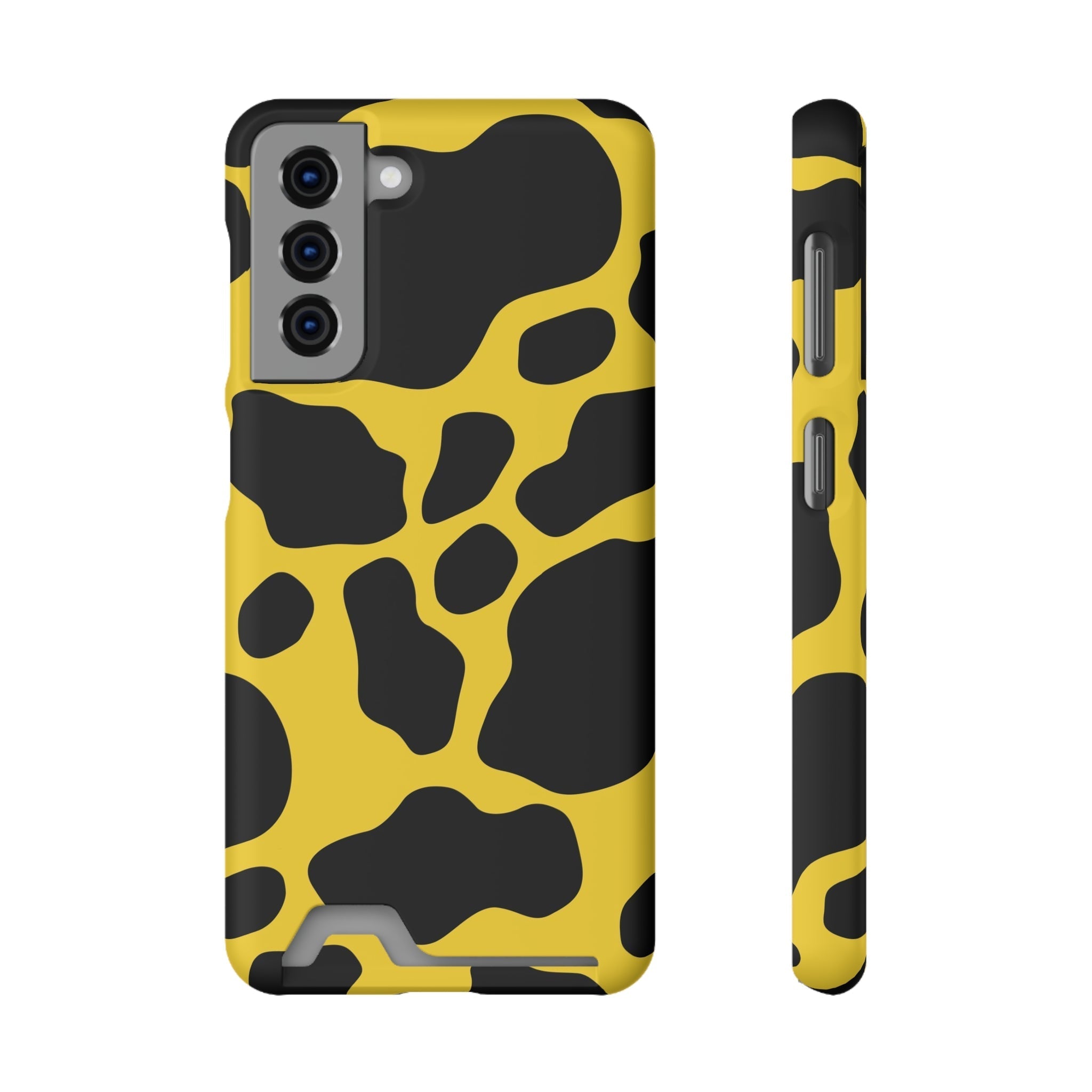 Yellow and Black Cow Print Phone Case, Artsulli - Art is Long, Life is Short, Phone Case, Size, Samsung Galaxy S21, Surface, Matte, Shape, With gift packaging, 14740804971186819270