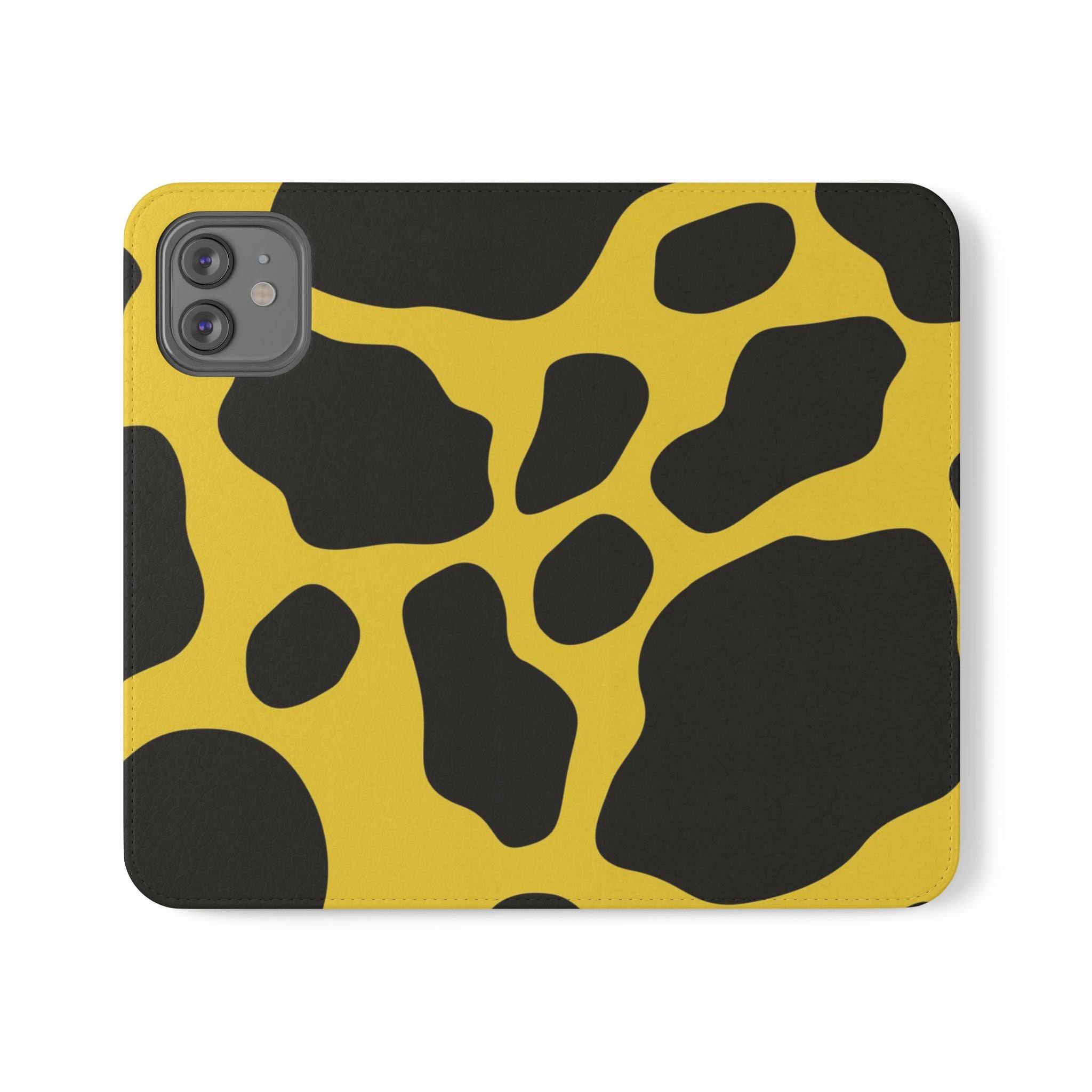 Yellow and Black Cow Print Phone Case, Artsulli - Art is Long, Life is Short, Phone Case, Size, iPhone 12, , , , , 30154743541862491467