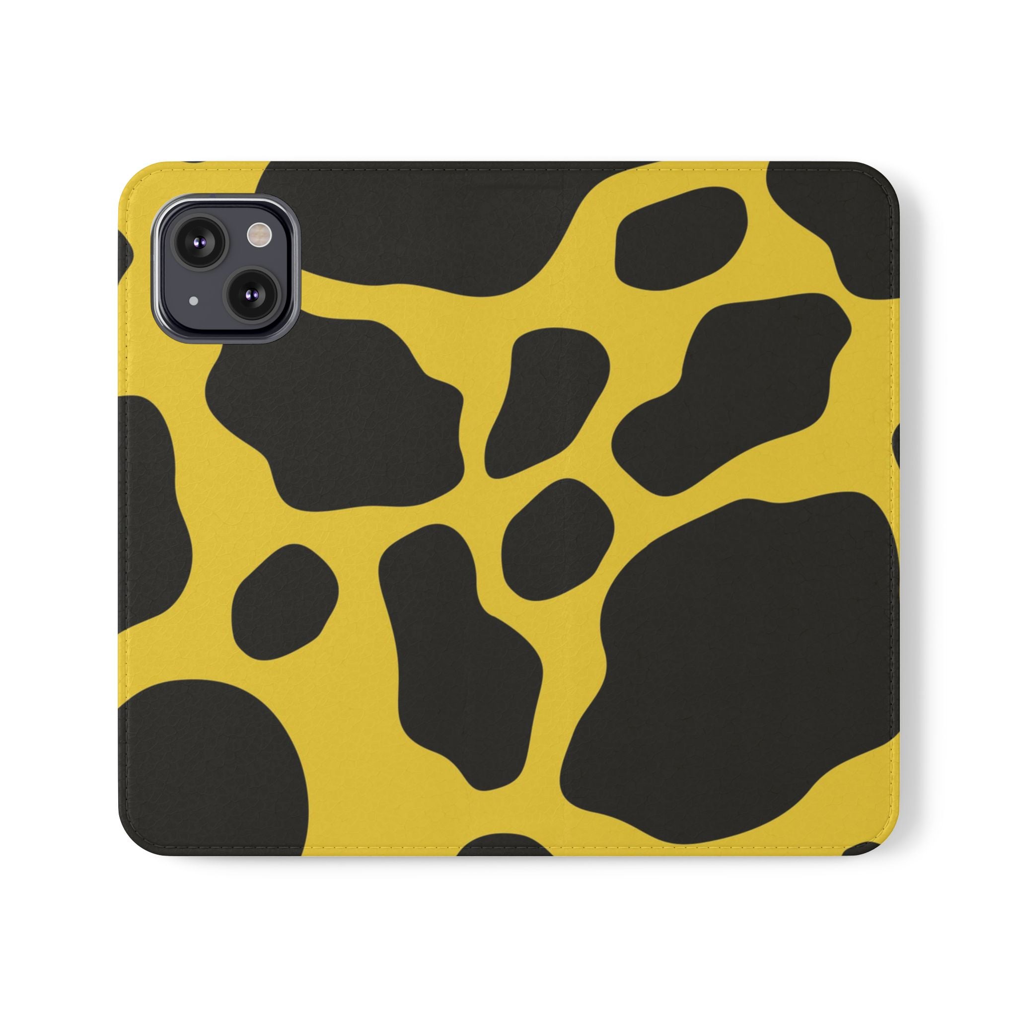 Yellow and Black Cow Print Phone Case, Artsulli - Art is Long, Life is Short, Phone Case, Size, iPhone 13, , , , , 85055370827117909186