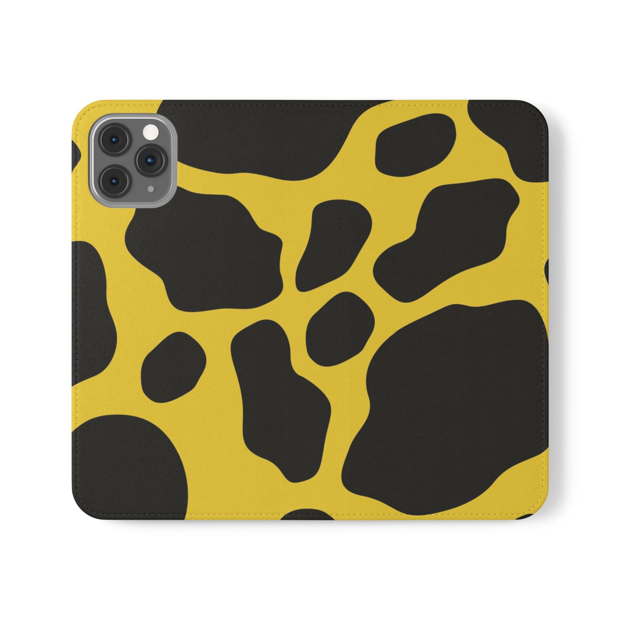 Yellow and Black Cow Print Phone Case, Artsulli - Art is Long, Life is Short, Phone Case, Size, iPhone 11 Pro, , , , , 12452440008347755332