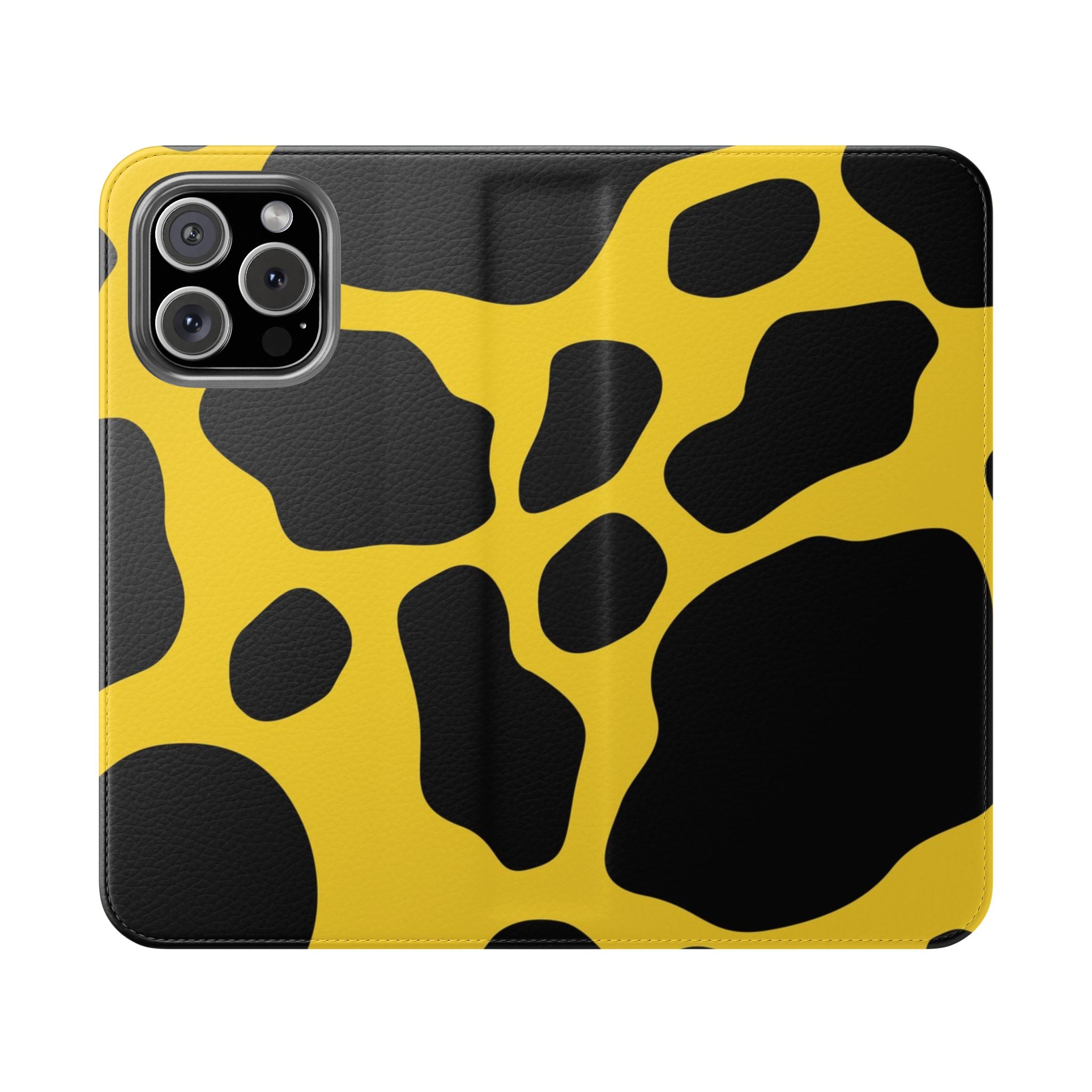 Yellow and Black Cow Print Phone Case, Artsulli - Art is Long, Life is Short, Phone Case, Size, iPhone 16 Pro Max, , , , , 12786411946093569084