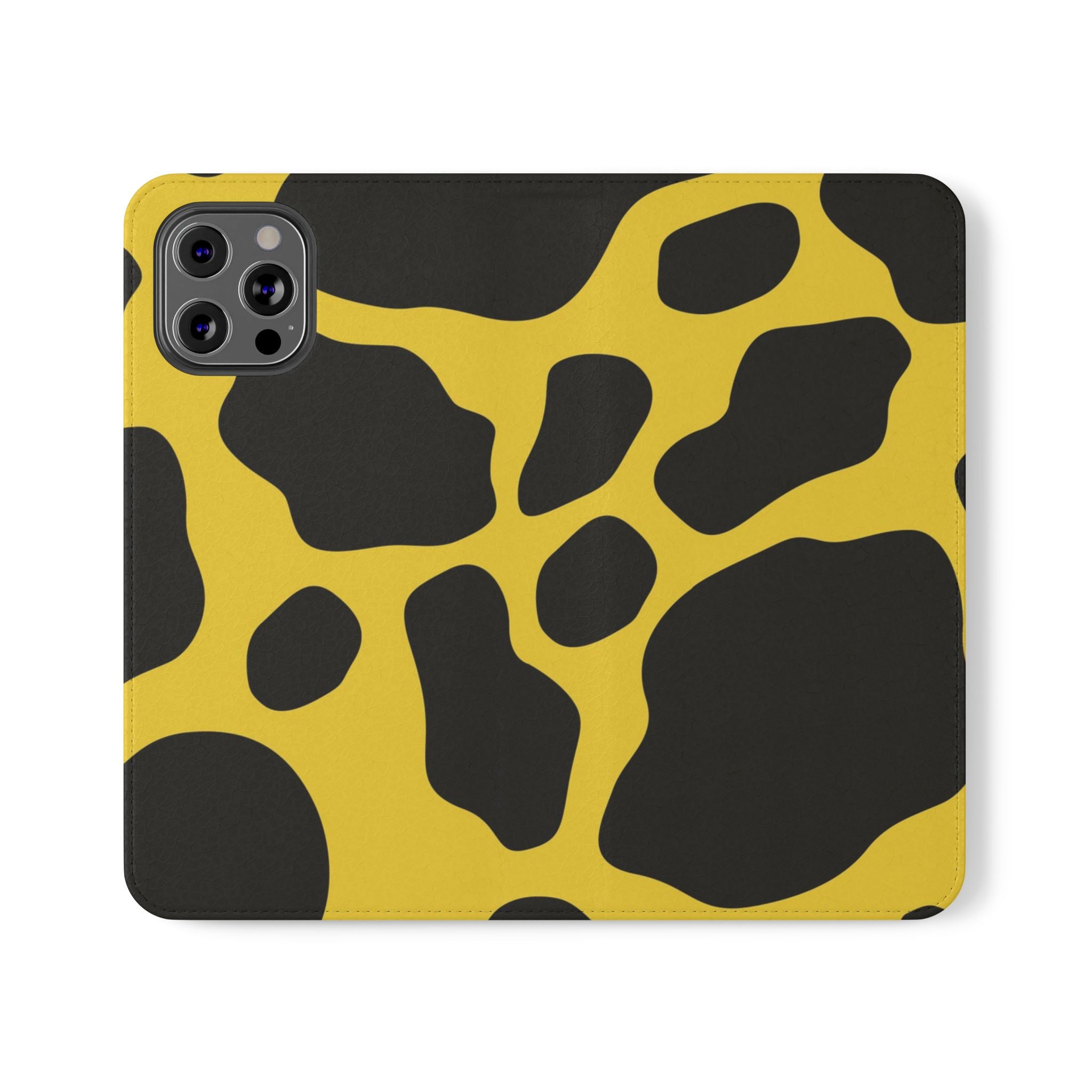 Yellow and Black Cow Print Phone Case, Artsulli - Art is Long, Life is Short, Phone Case, Size, iPhone 12 Pro Max, , , , , 54356014705559727248