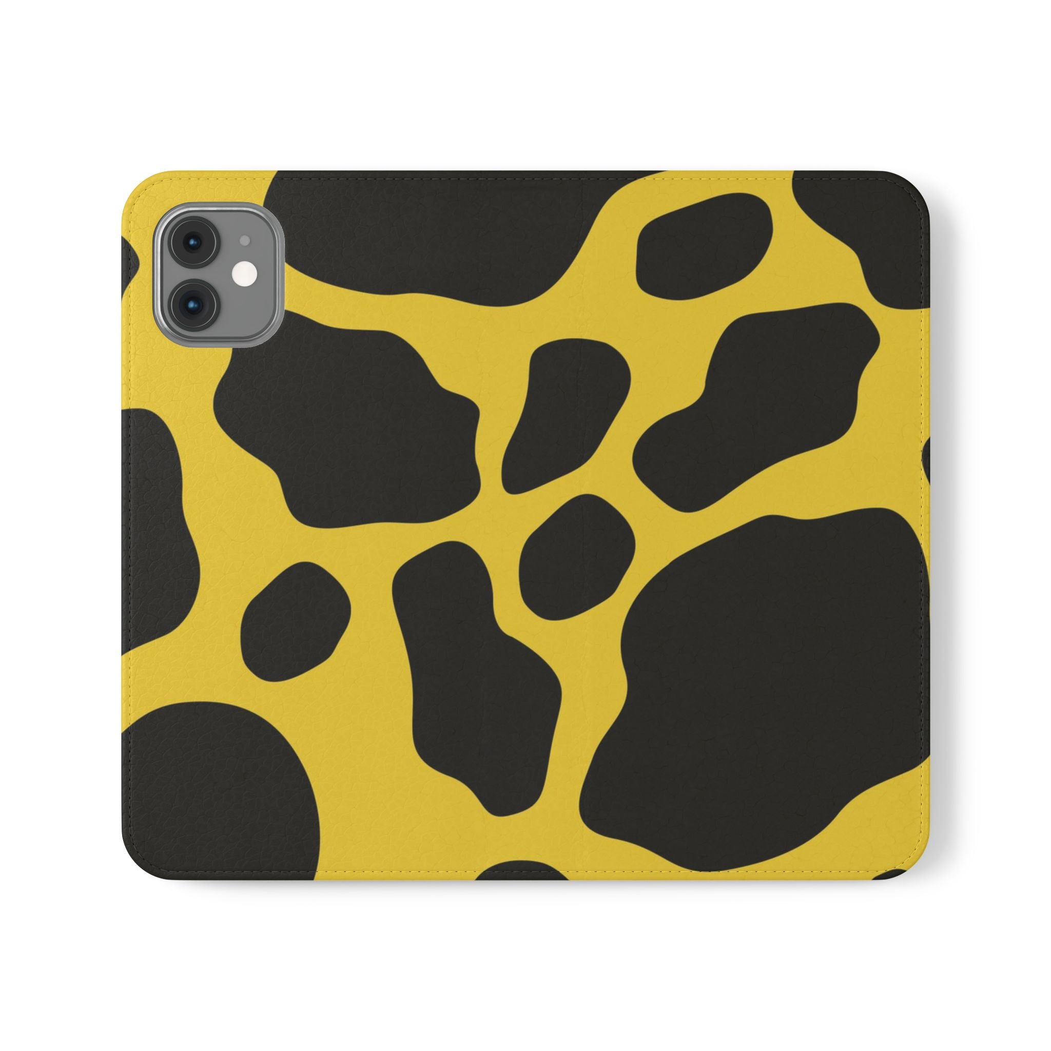 Yellow and Black Cow Print Phone Case, Artsulli - Art is Long, Life is Short, Phone Case, Size, iPhone 11, , , , , 16165322924712622357
