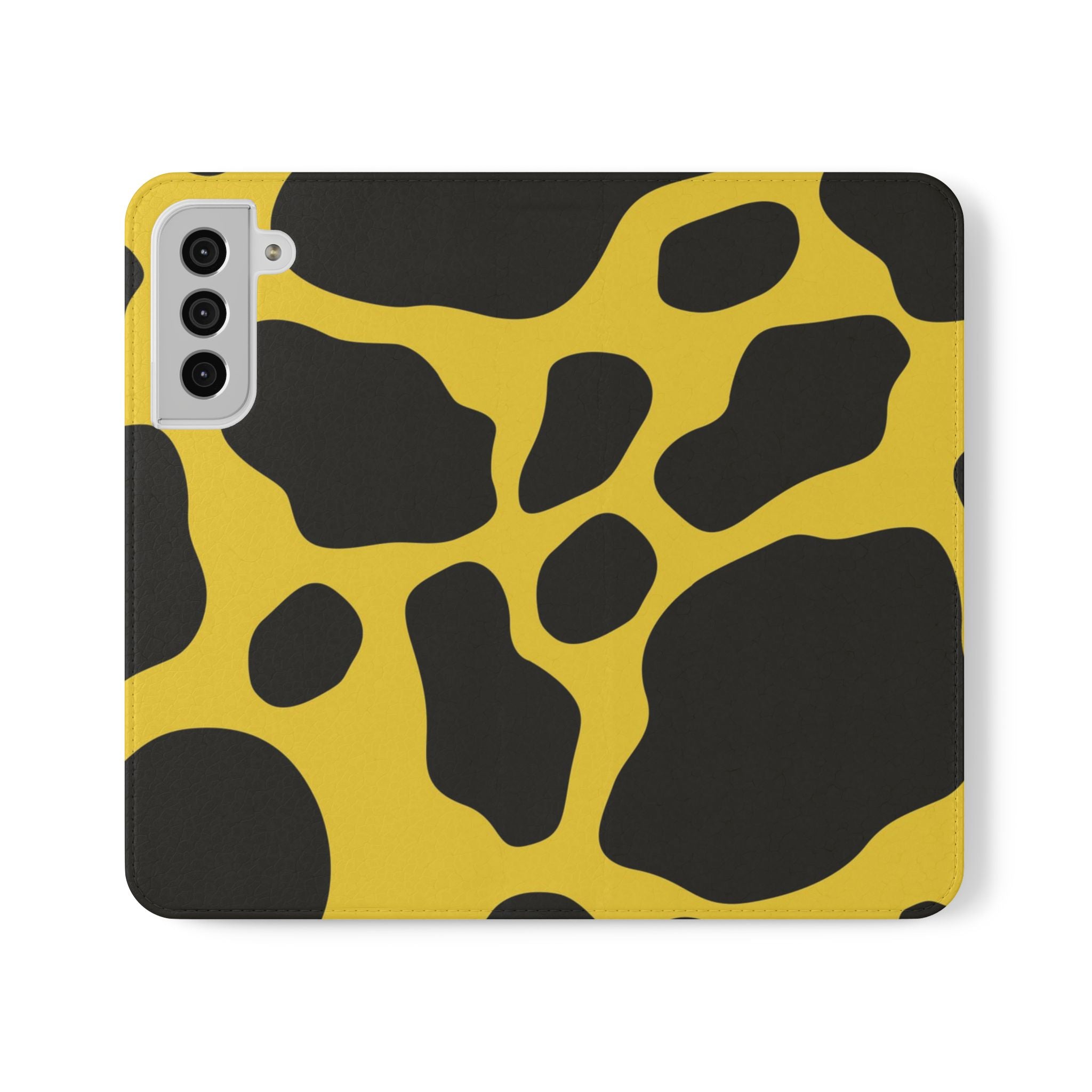 Yellow and Black Cow Print Phone Case, Artsulli - Art is Long, Life is Short, Phone Case, Size, Samsung Galaxy S22 Plus, , , , , 10807459133104786115