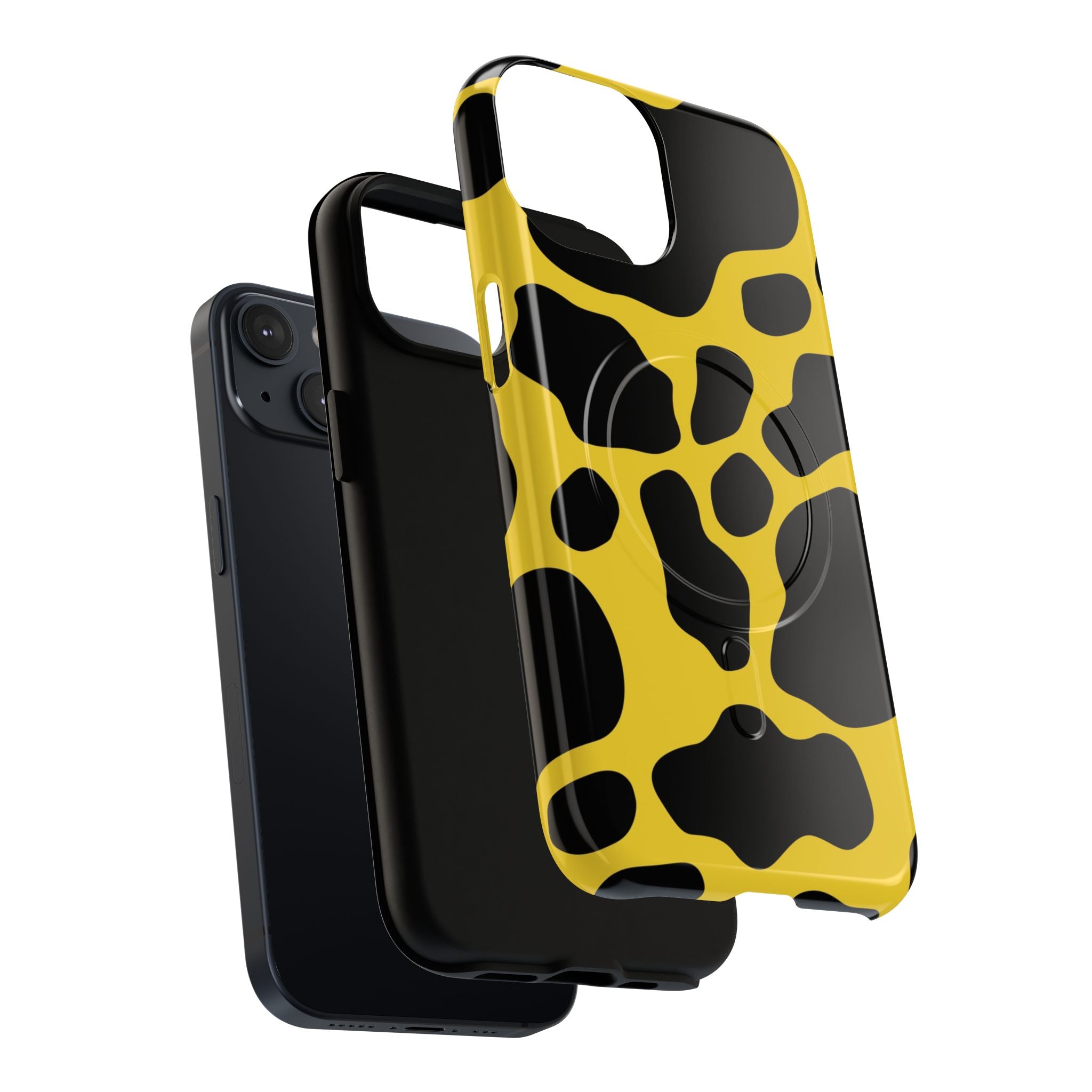 Yellow Cow Print MagSafe iPhone Case, Artsulli - Art is Long, Life is Short, Phone Case, , , , , , ,