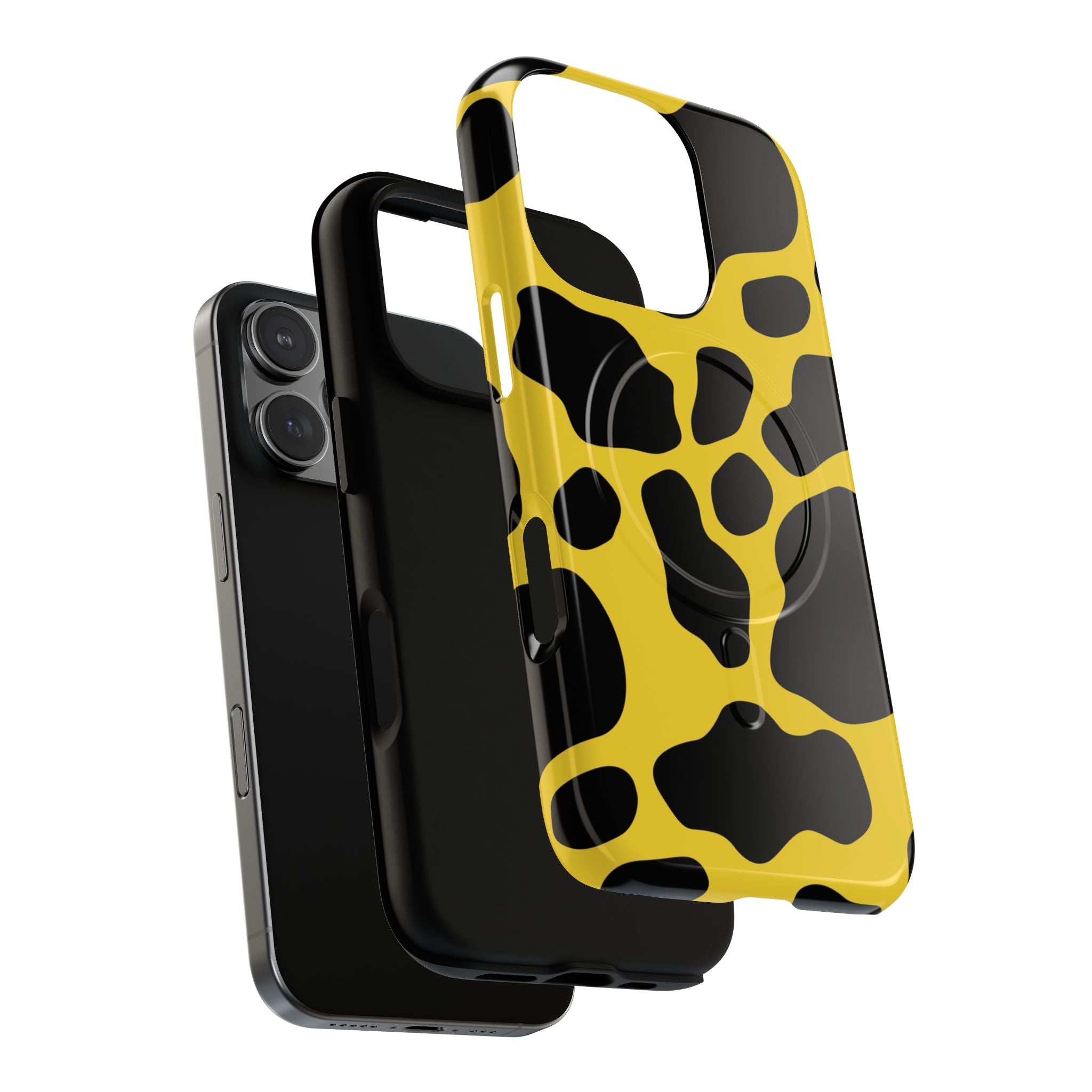 Yellow Cow Print MagSafe iPhone Case, Artsulli - Art is Long, Life is Short, Phone Case, , , , , , ,