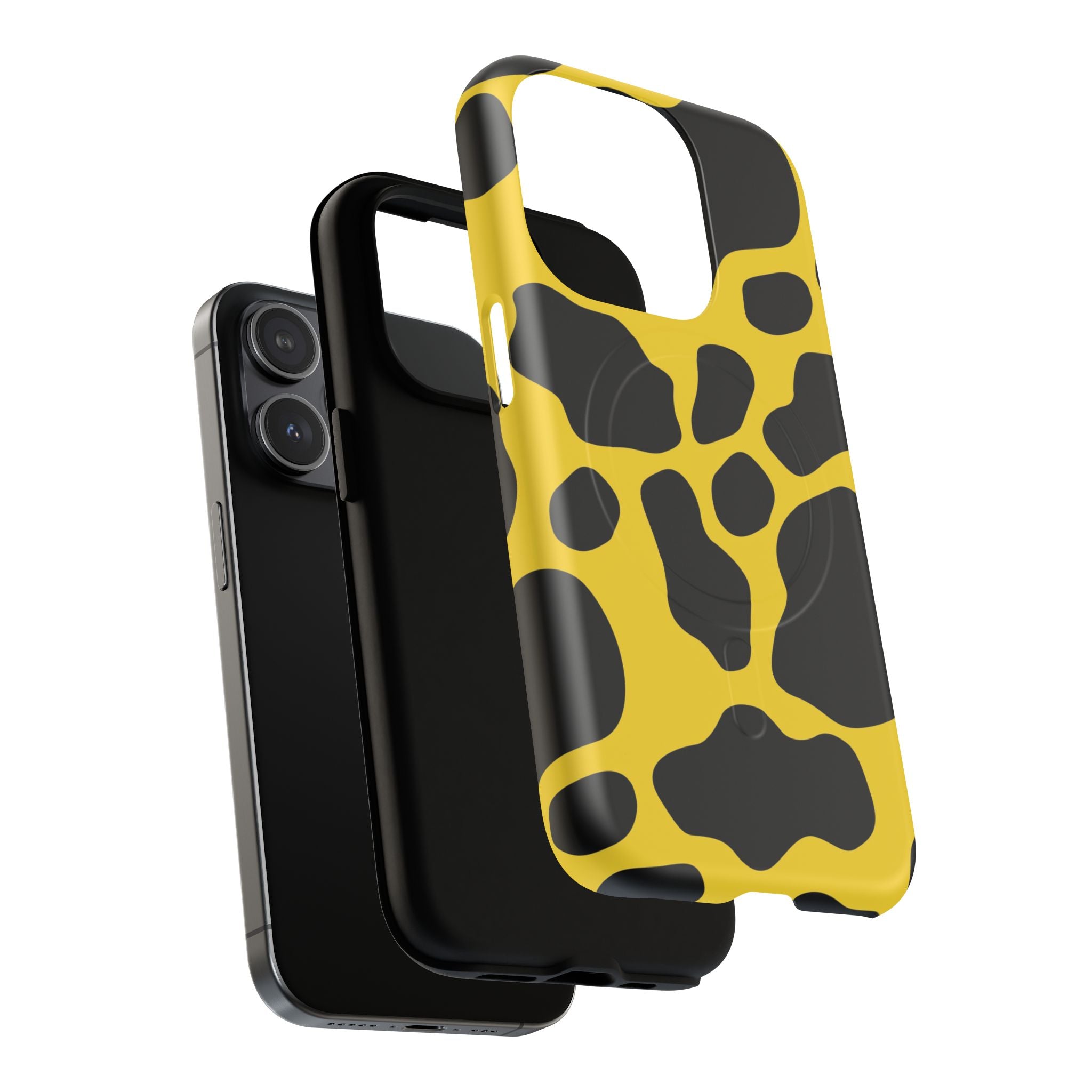 Yellow Cow Print MagSafe iPhone Case, Artsulli - Art is Long, Life is Short, Phone Case, , , , , , ,