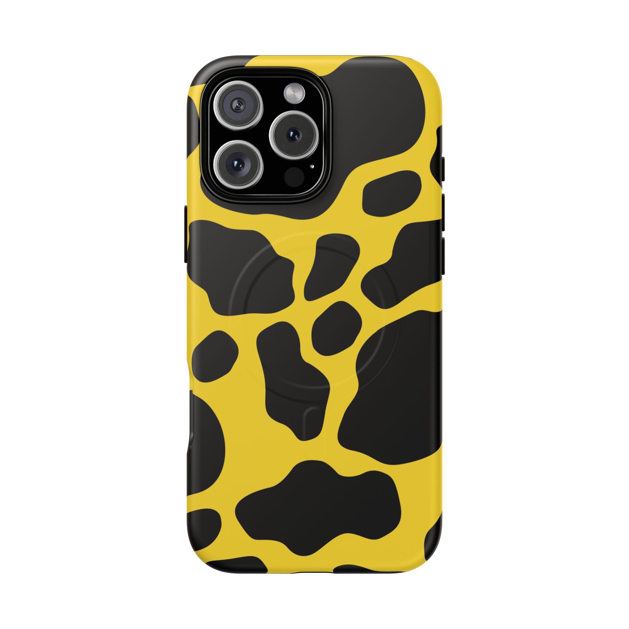 Yellow Cow Print MagSafe iPhone Case, Artsulli - Art is Long, Life is Short, Phone Case, Size, iPhone 16 Pro Max, Surface, Matte, , , 18469704323231492397