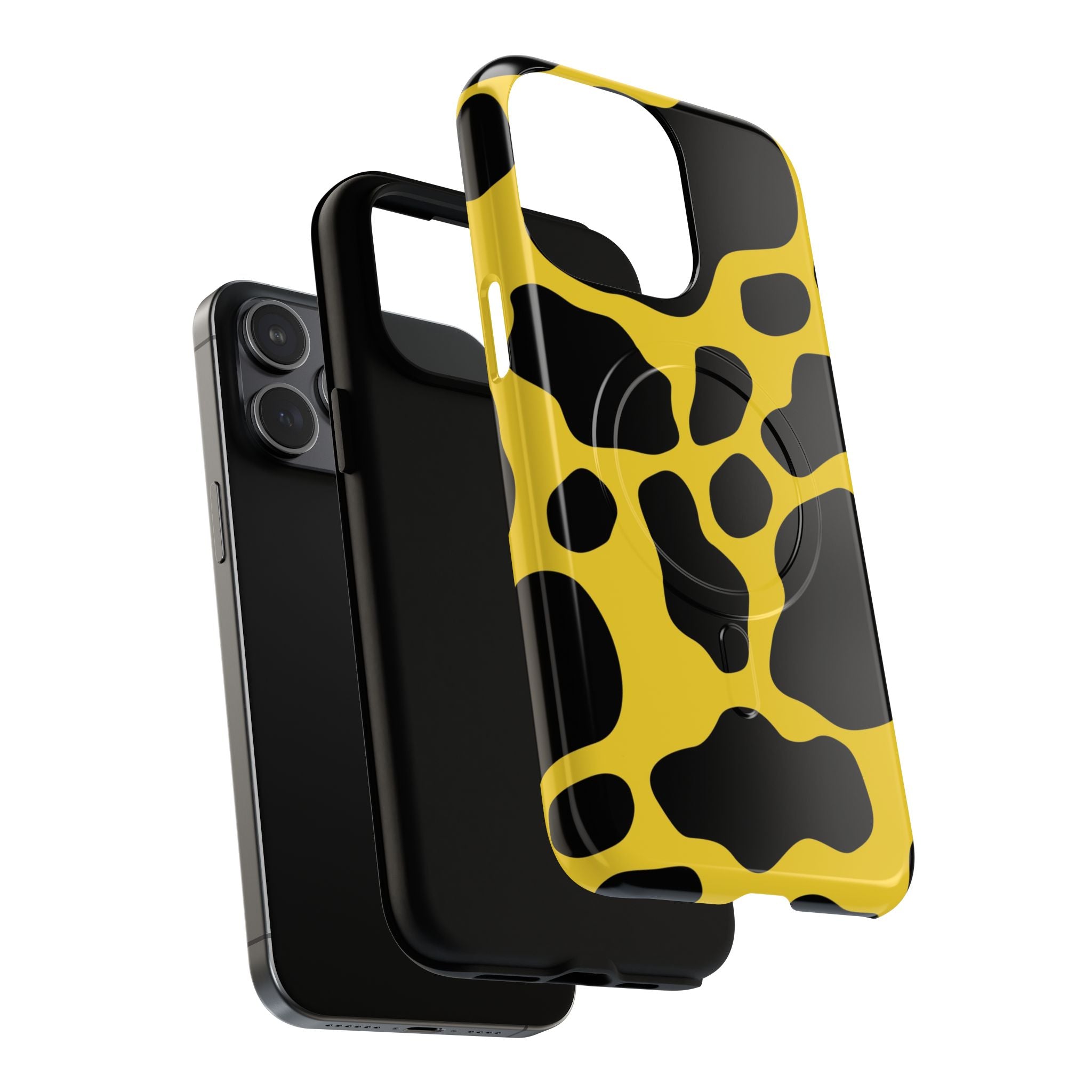Yellow Cow Print MagSafe iPhone Case, Artsulli - Art is Long, Life is Short, Phone Case, , , , , , ,