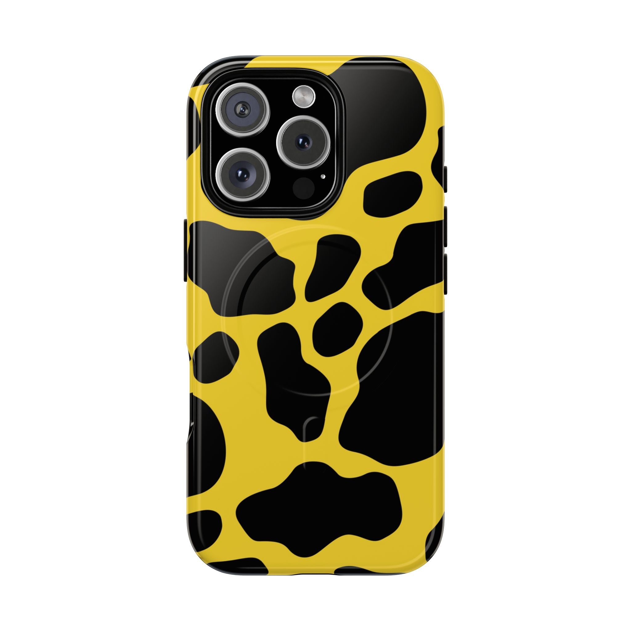 Yellow Cow Print MagSafe iPhone Case, Artsulli - Art is Long, Life is Short, Phone Case, Size, iPhone 16 Pro, Surface, Glossy, , , 24580936808909379761