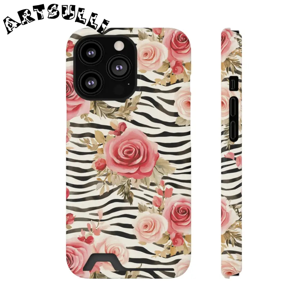 Zebra and Rose Phone Case, Artsulli - Art is Long, Life is Short, Phone Case, Size, iPhone 13 Pro, Surface, Glossy, Shape, Without gift packaging, 22022654214594541531
