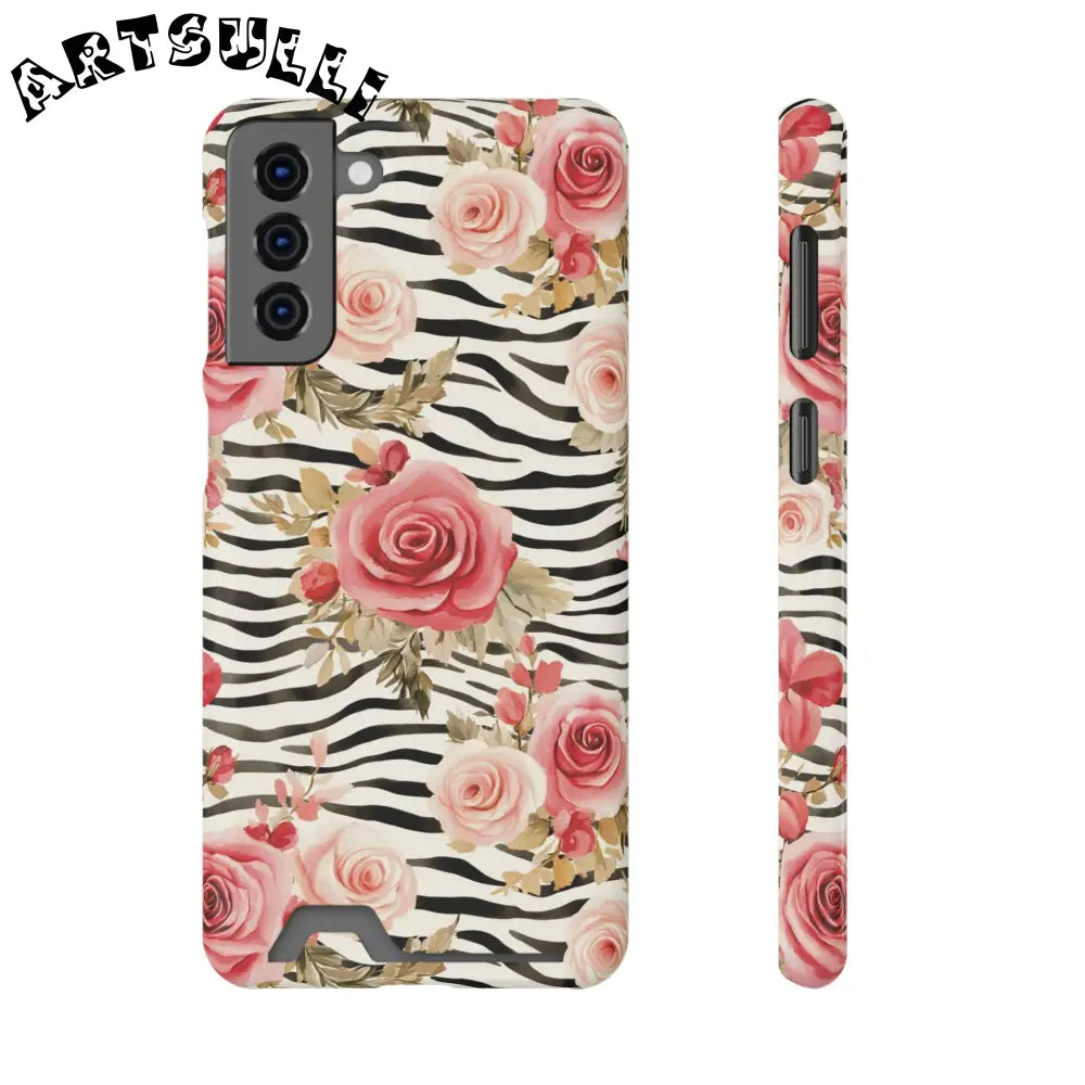 Zebra and Rose Phone Case, Artsulli - Art is Long, Life is Short, Phone Case, Size, Samsung Galaxy S21 Plus, Surface, Glossy, Shape, Without gift packaging, 58223050748845766334