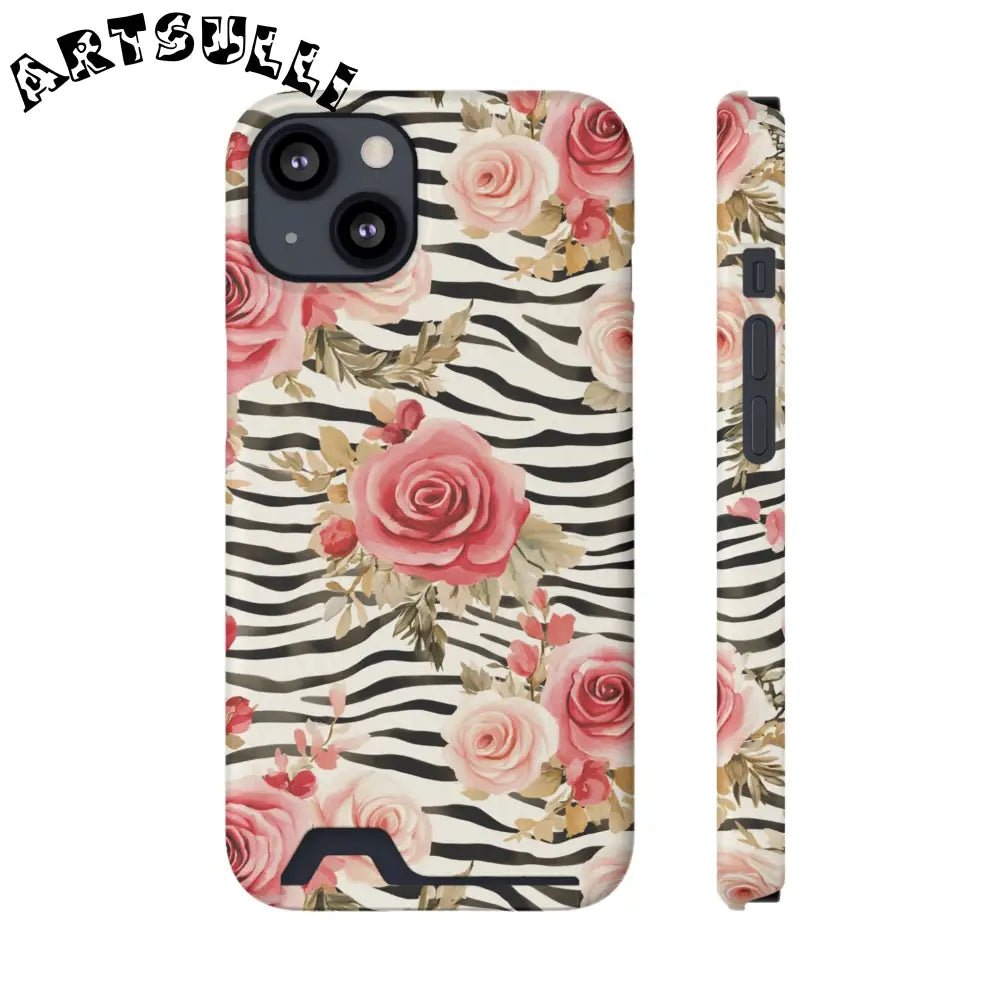 Zebra and Rose Phone Case, Artsulli - Art is Long, Life is Short, Phone Case, Size, iPhone 13, Surface, Matte, Shape, With gift packaging, 26099878934057841636