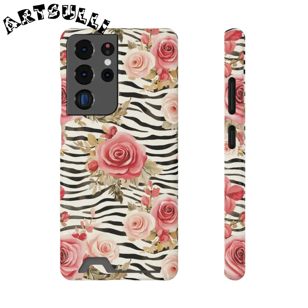 Zebra and Rose Phone Case, Artsulli - Art is Long, Life is Short, Phone Case, Size, Samsung Galaxy S21 Ultra, Surface, Glossy, Shape, Without gift packaging, 33258402054786810124