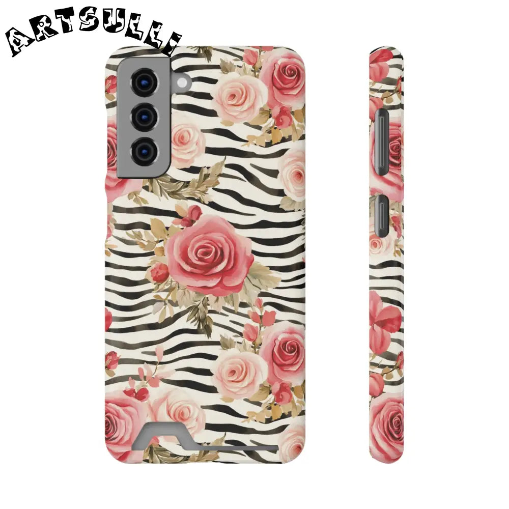 Zebra and Rose Phone Case, Artsulli - Art is Long, Life is Short, Phone Case, Size, Samsung Galaxy S21, Surface, Glossy, Shape, Without gift packaging, 18394176792329775298