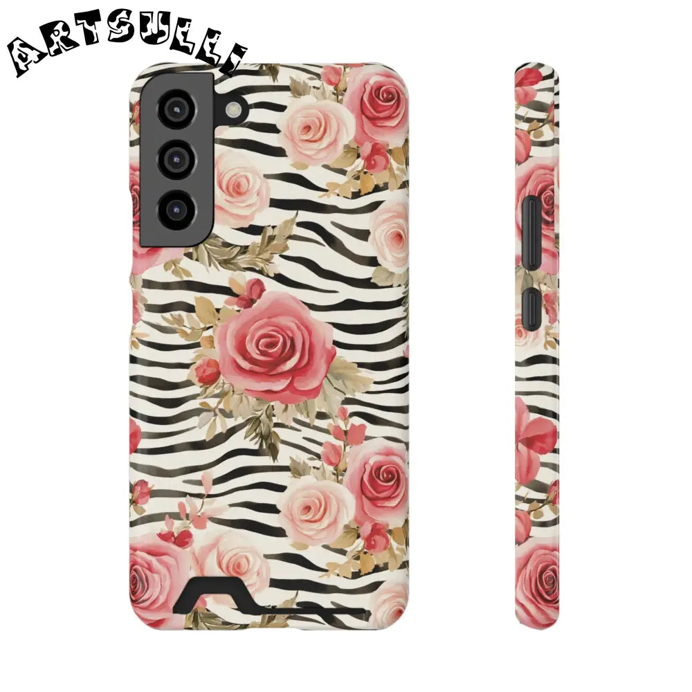 Zebra and Rose Phone Case, Artsulli - Art is Long, Life is Short, Phone Case, Size, Samsung Galaxy S22 Plus, Surface, Glossy, Shape, Without gift packaging, 16291287325963939366