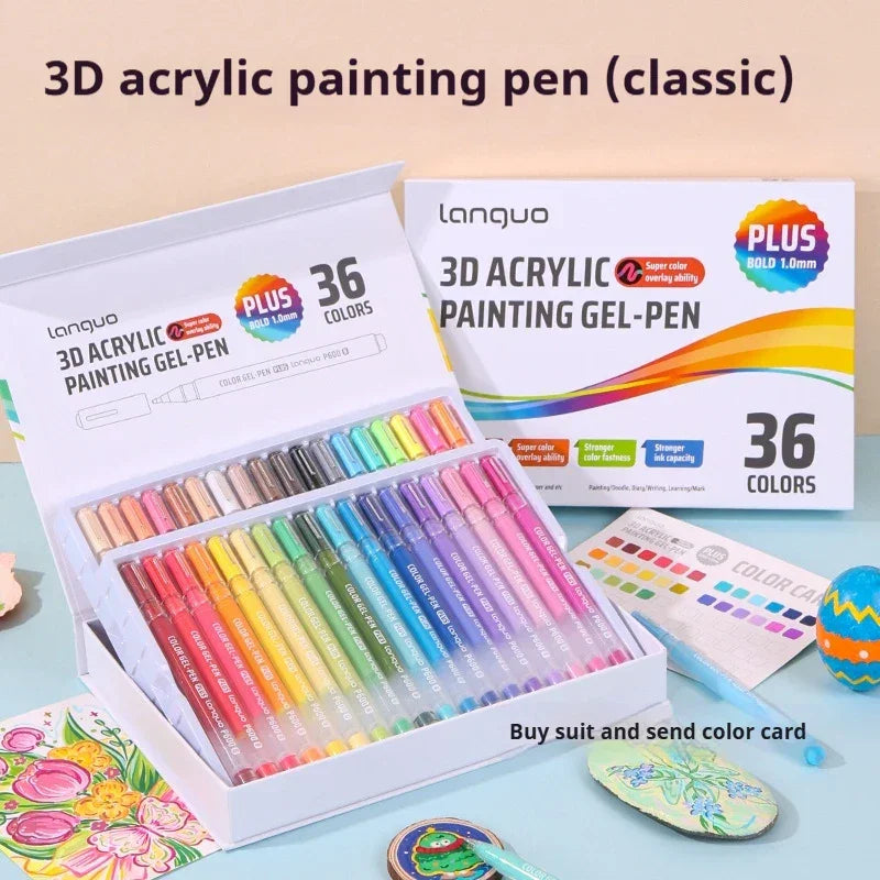 Buy The Best By Artsulli - Art is Long Life Short - Languo 3D Acrylic Gel Pen Large Capacity 1.0mm Painting Drawing Markers Writing Student
