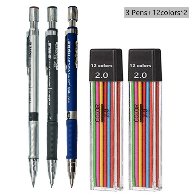 Buy The Best By Artsulli - Art is Long Life Short - Mechanical Pencil Set 2mm Carpenter Drafting HB Pen 2.0 mm For Drawing Writing