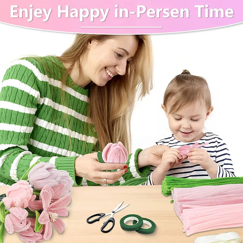 50/100Pcs Chenille Stems Colorful DIY Strips Twist Bar Anvil Wire Plush Strips Handmade Art Materials Toys DIY Craft Supplies