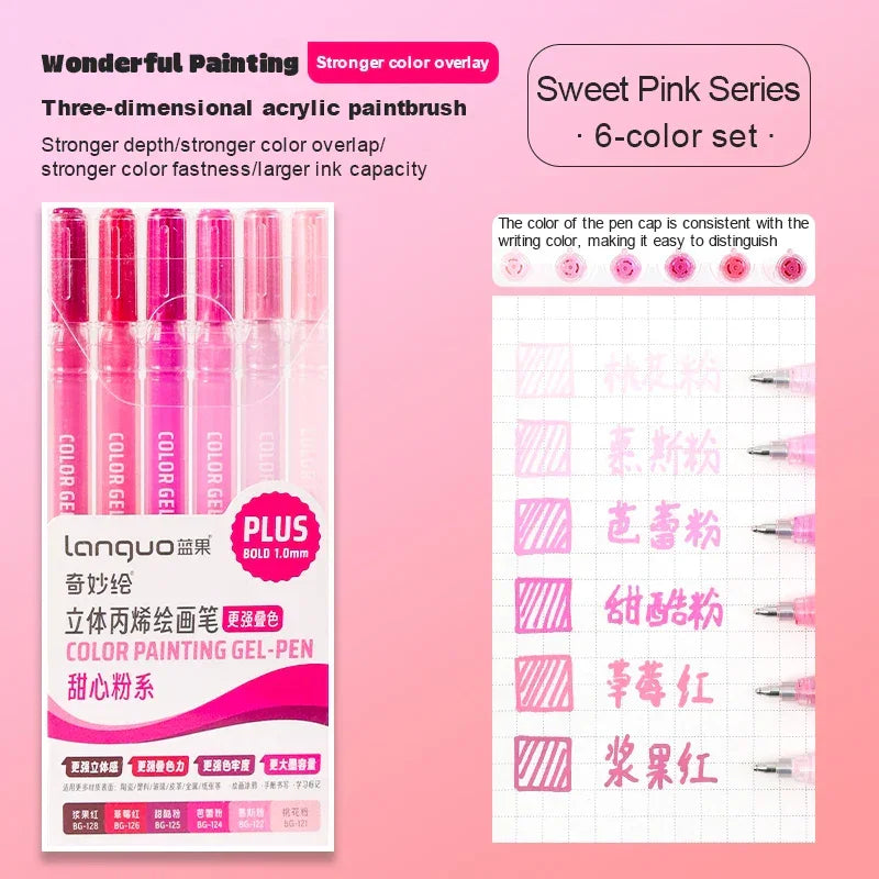 Buy The Best By Artsulli - Art is Long Life Short - Languo Three-Dimensional Effect Acrylic Painting Gel Pens Set 1.0mm Tip Kawaii
