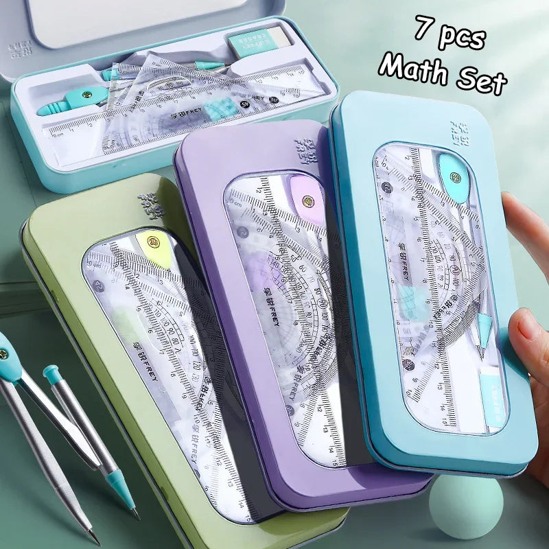 Buy The Best By Artsulli - Art is Long Life Short - 7 Pcs/set Mathematical Rulers Set Multi-function Professional Compass Ruler Drawing