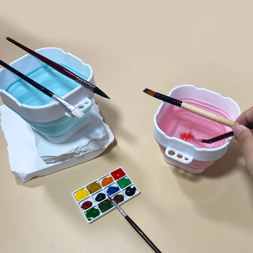 Buy The Best By Artsulli - Art is Long Life Short - SeamiArt Morandi Folding Mini Paint Bucket with Brush Pen Holding for Brushes Cleaner