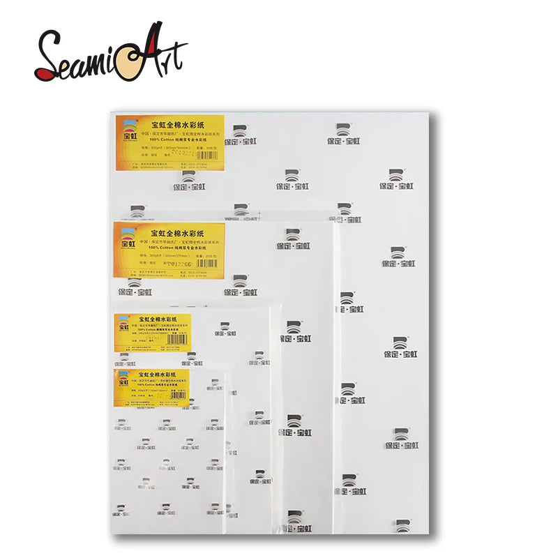 Baohong 20pcs 100% Cotton Artist Watercolor Drawing Paper 300gsm 32K 16K Art Supplies Student School Supplies