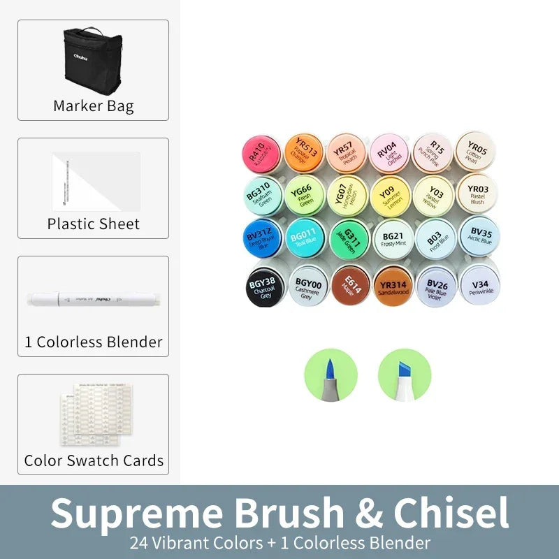 Buy The Best By Artsulli - Art is Long Life Short - Ohuhu Honolulu Plus Marker Pen Set Color Markers Alcohol Refillable Dual Tips