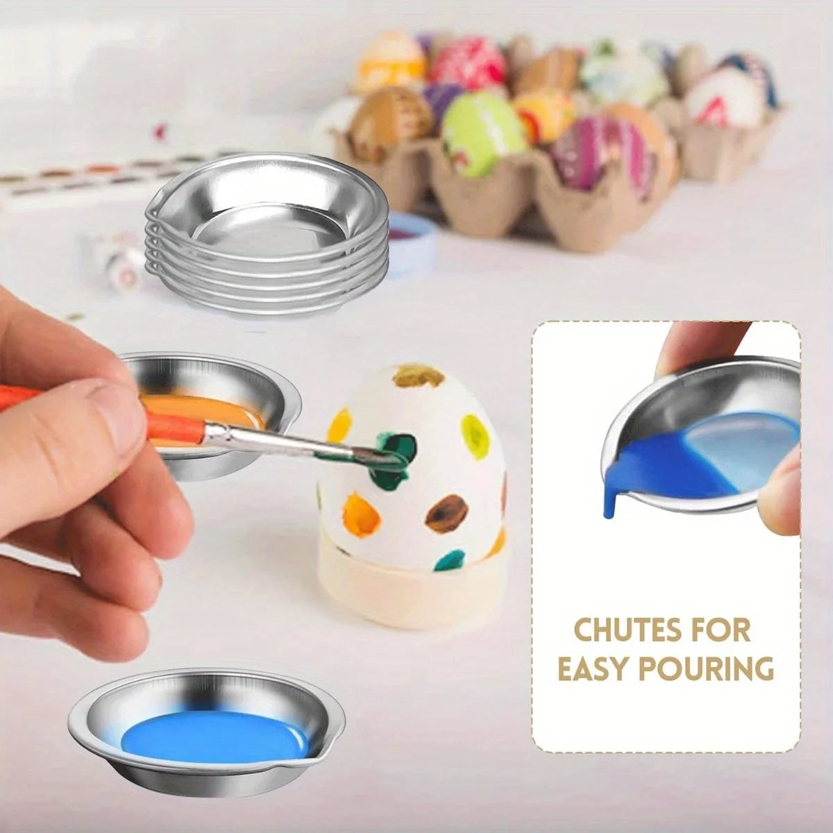 5/10/20pcs Durable Stainless Steel Paint Palette Set,Round Mixing Trays for Artists - Metal Art Supplies for Home and School Use