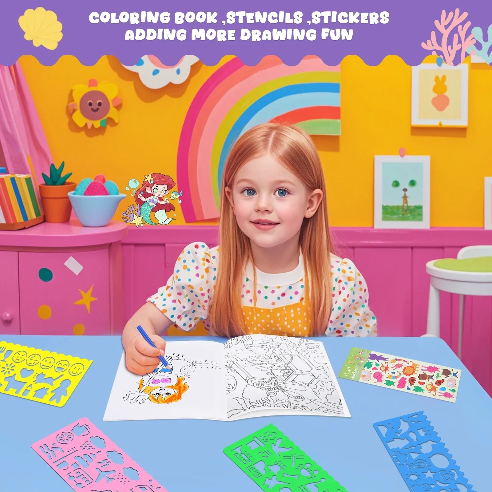 Buy The Best By Artsulli - Art is Long Life Short - 100+ Piece Drawing Kit: Mermaid Craft Supplies with Washable Markers - Non-Toxic Set