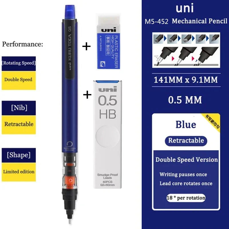 Buy The Best By Artsulli - Art is Long Life Short - Japan UNI Mechanical Pencil KURUTOGA 0.5mm Non Breakable Lead Drawing Activity M5-452