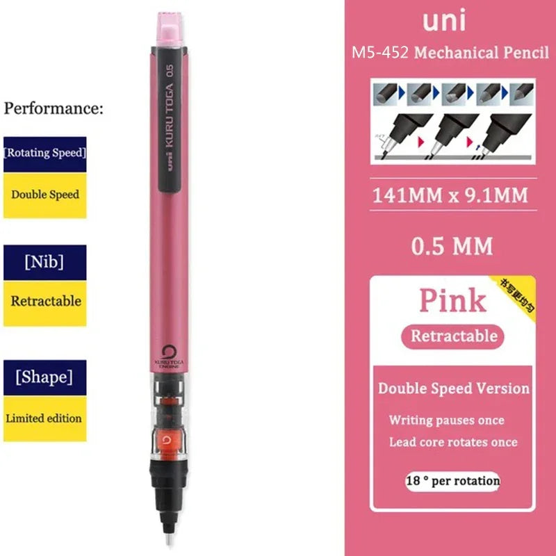 Buy The Best By Artsulli - Art is Long Life Short - Japan UNI Mechanical Pencil KURUTOGA 0.5mm Non Breakable Lead Drawing Activity M5-452