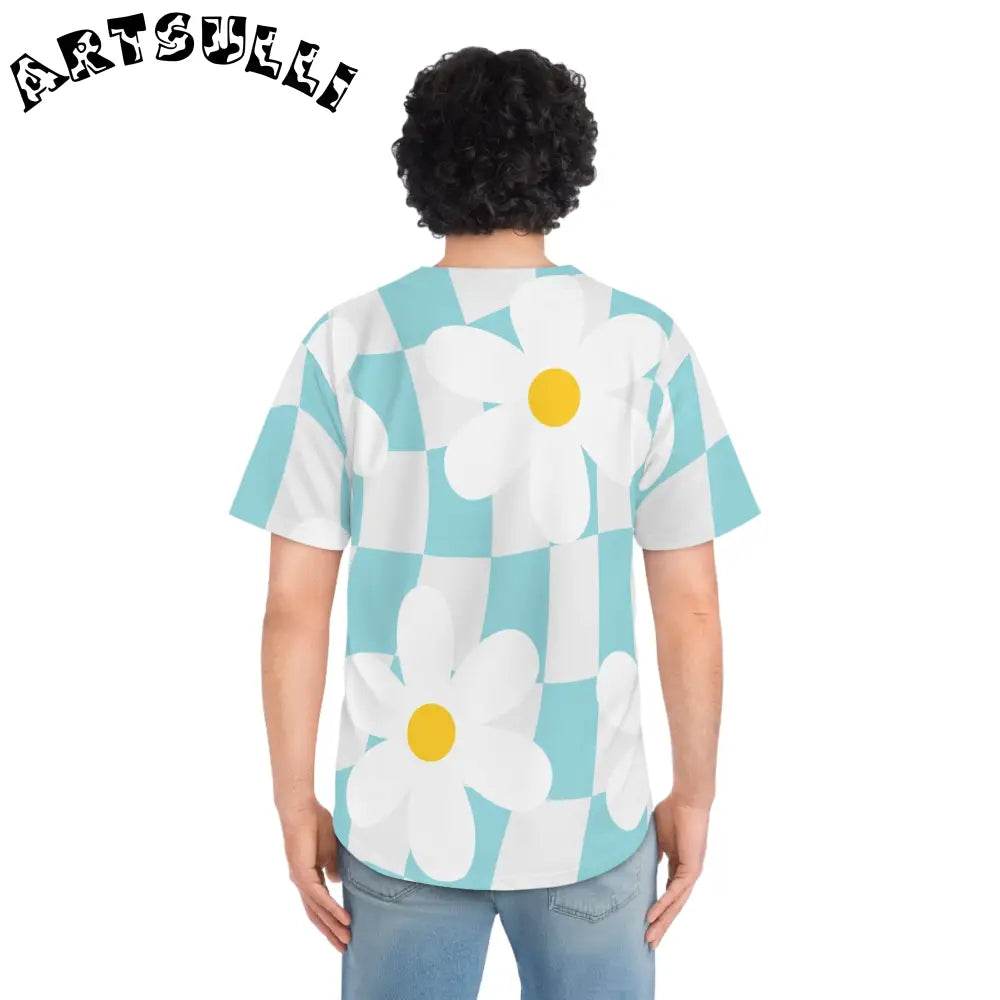 JAKKOUTTHEBXX Trippy Check Garden Men’s Baseball Jersey (AOP)