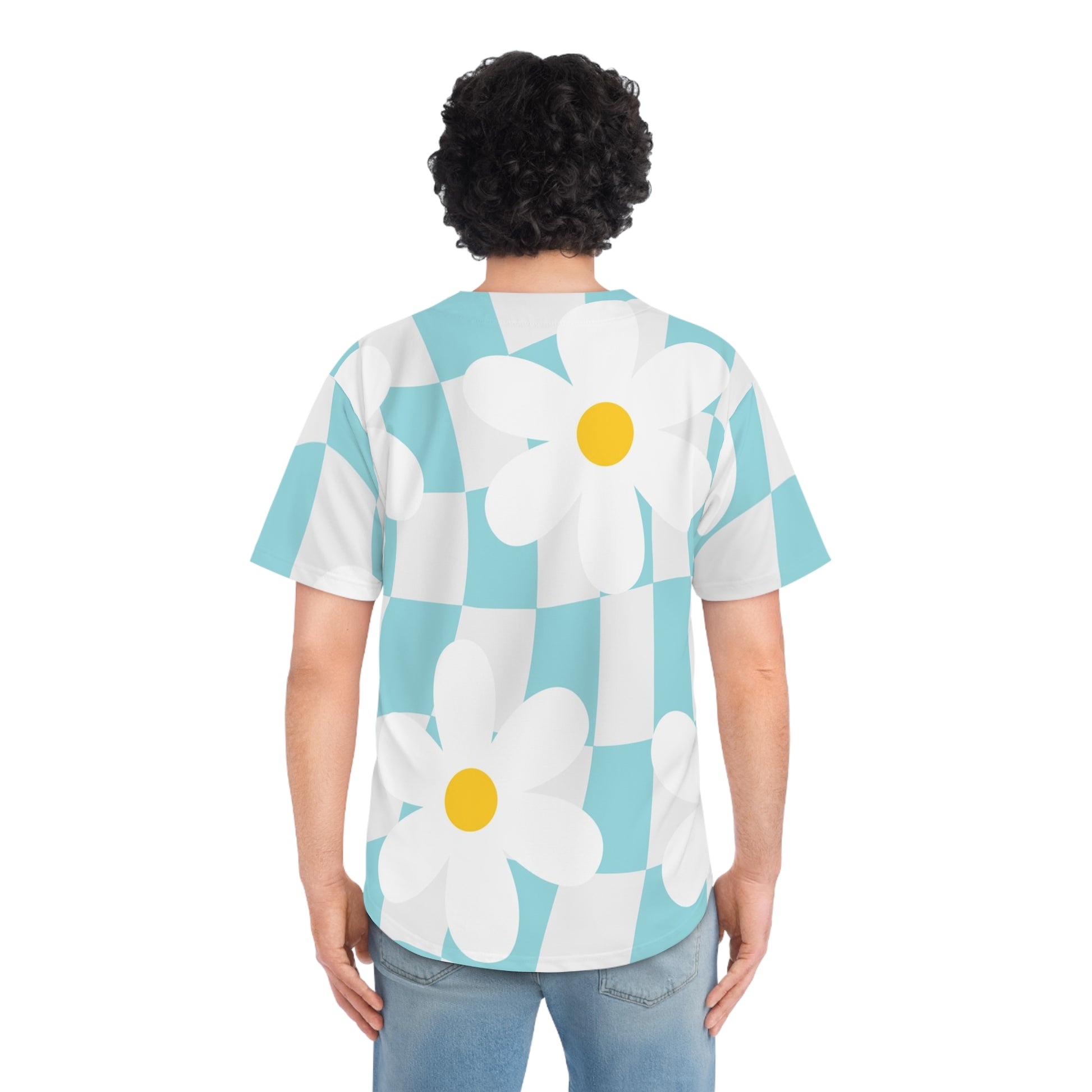 Trippy Check Garden Men's Baseball Jersey (AOP), Artsulli - Art is Long, Life is Short, All Over Prints, , , , , , , 