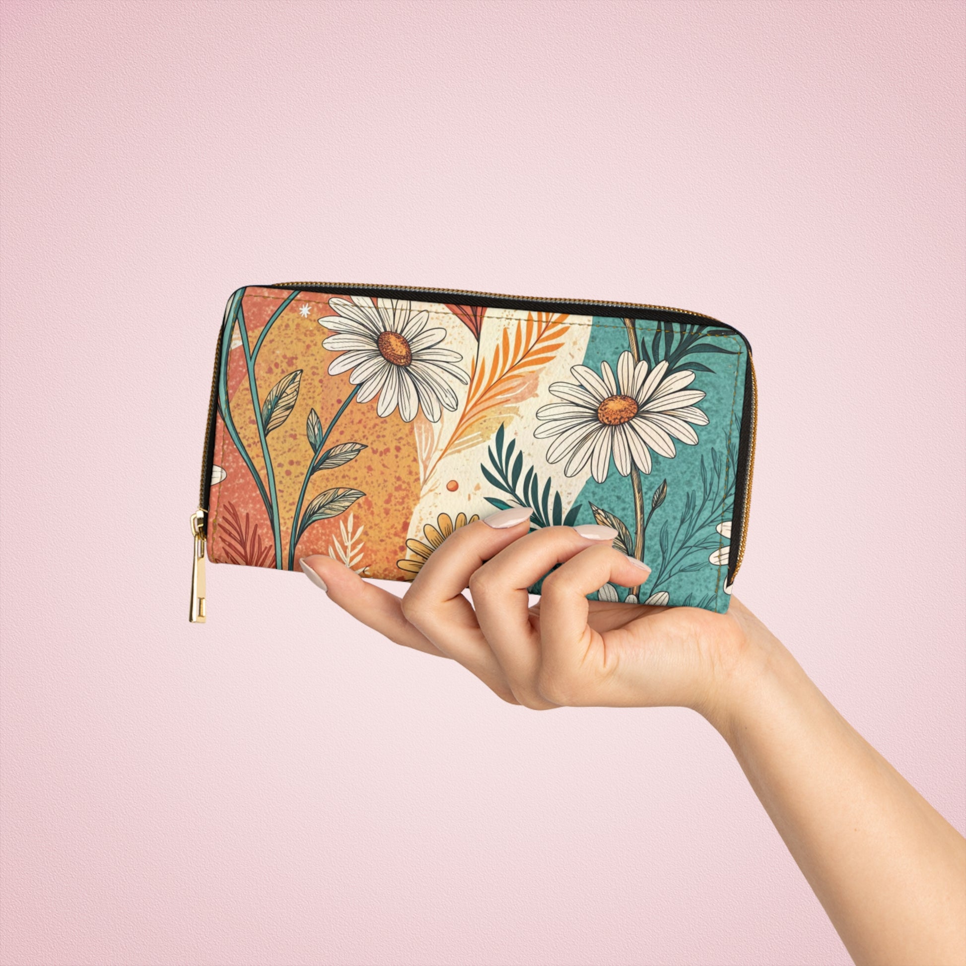 Retro Daisy Dream Zipper Wallet, Artsulli - Art is Long, Life is Short, Accessories, , , , , , , 