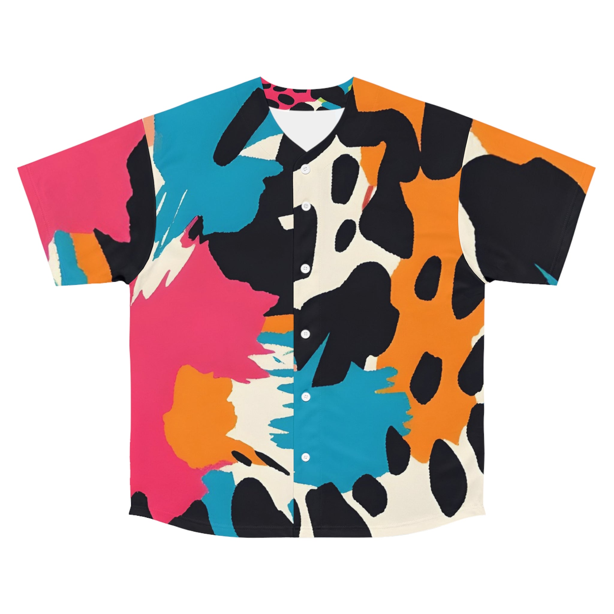 Wild Brush Strokes x Animal Print Multi-Color Men's Baseball Jersey (AOP), Artsulli - Art is Long, Life is Short, All Over Prints, Size, S, Color, Seam thread color automatically matched to design, , , 43018249533393304103