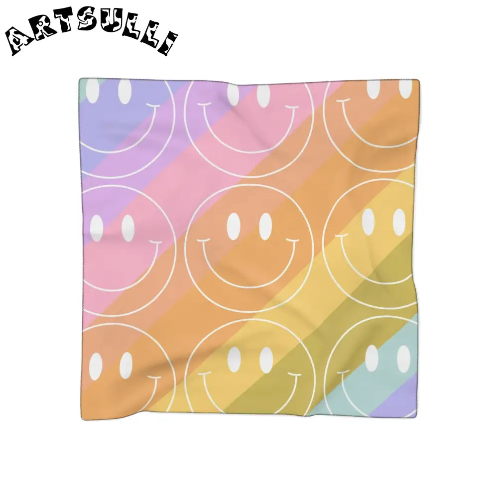 JAKKOUTTHEBXX Smiley Face x Rainbow Stripes Multi-Color Poly Scarf