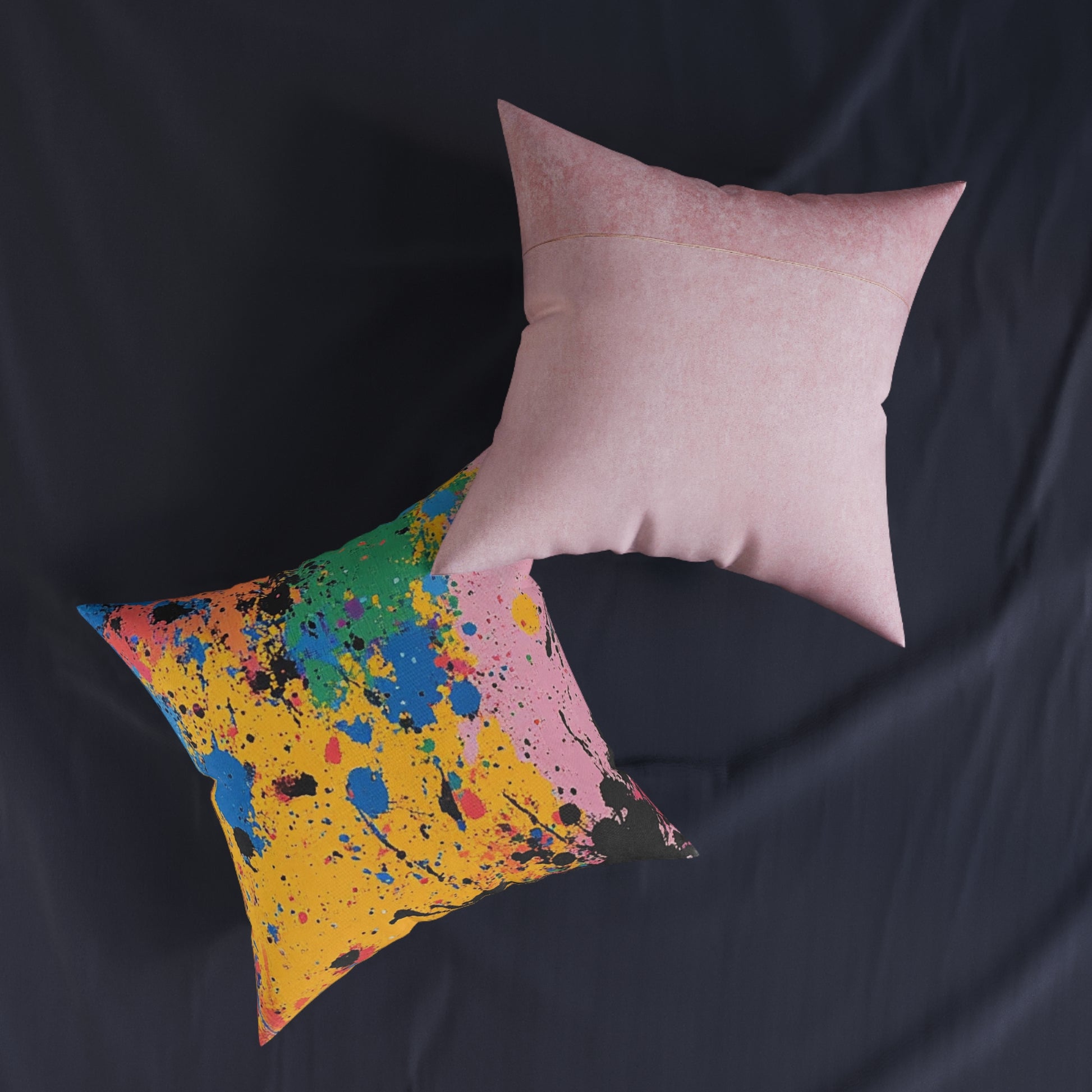 The Colors Of Paint Splatter Square Pillow - Pink Back, Artsulli - Art is Long, Life is Short, Home Decor, , , , , , , 