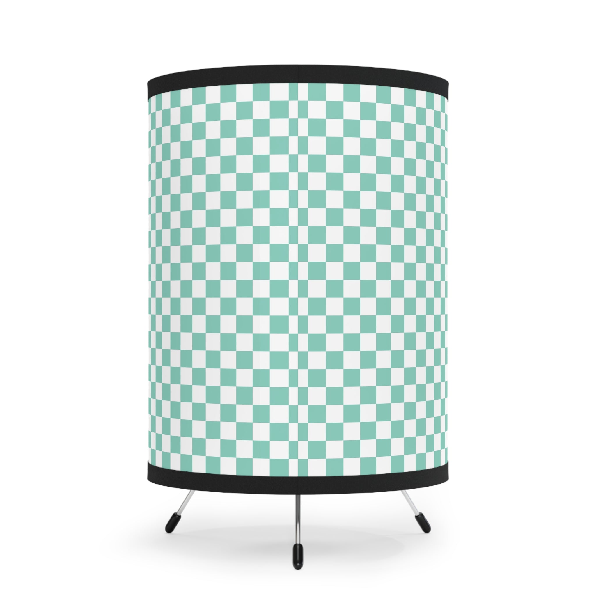 Checkerboard Light Green Tripod Lamp with High-Res Printed Shade, US\CA plug, Artsulli - Art is Long, Life is Short, Home Decor, , , , , , , 