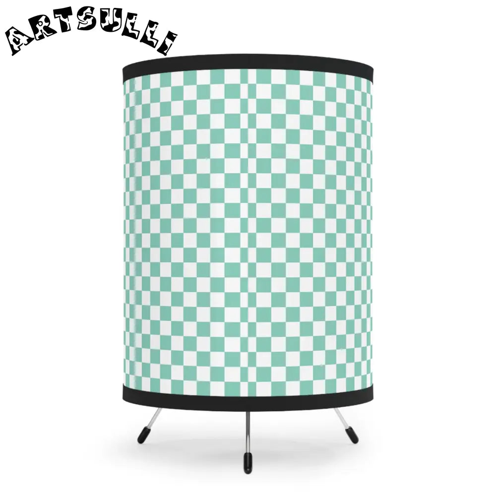 JAKKOUTTHEBXX Checkerboard Light Green Tripod Lamp with High-Res