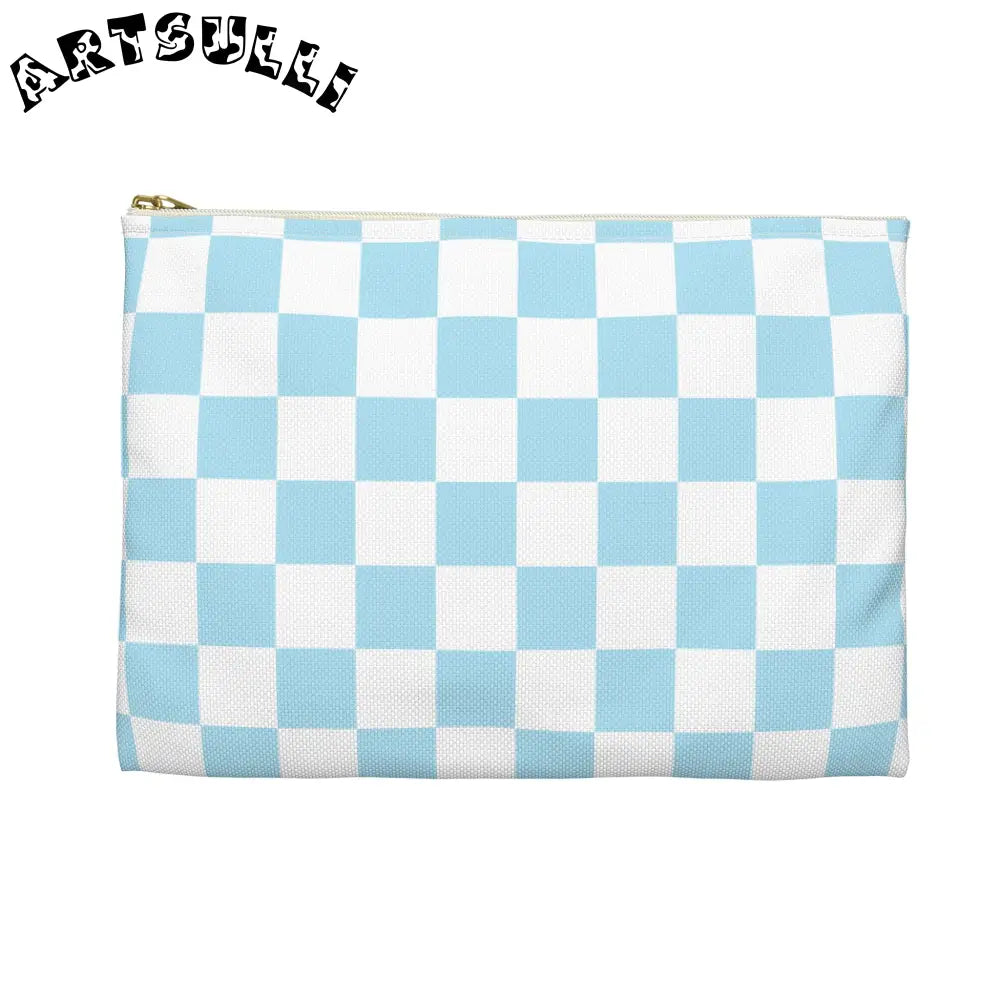 JAKKOUTTHEBXX Checkerboard Sky Blue Accessory Pouch JAKKOUTTHEBXX
