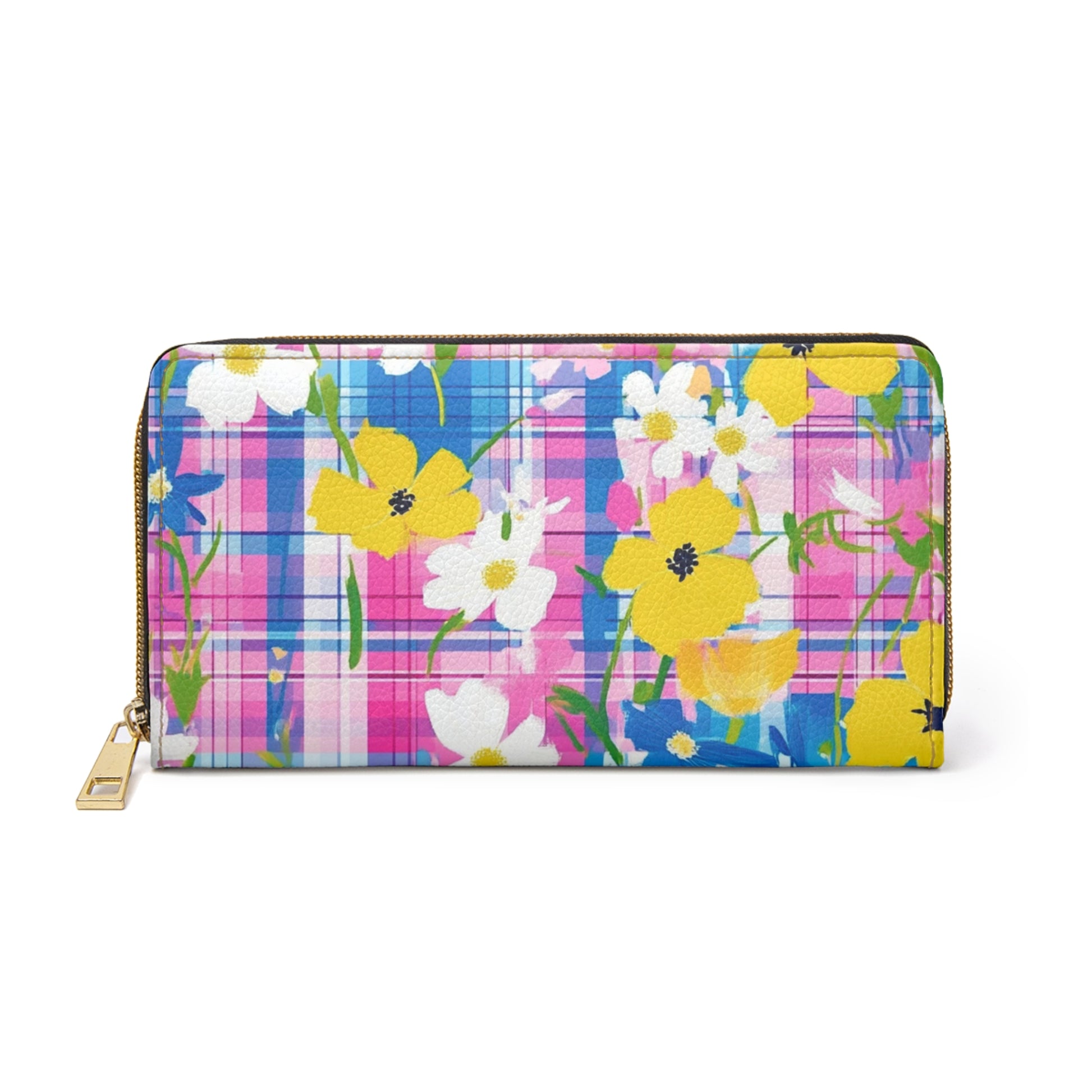 Plaid Garden II Pink and Purple Zipper Wallet, Artsulli - Art is Long, Life is Short, Accessories, Size, One size, Color, White, , , 91784527415476