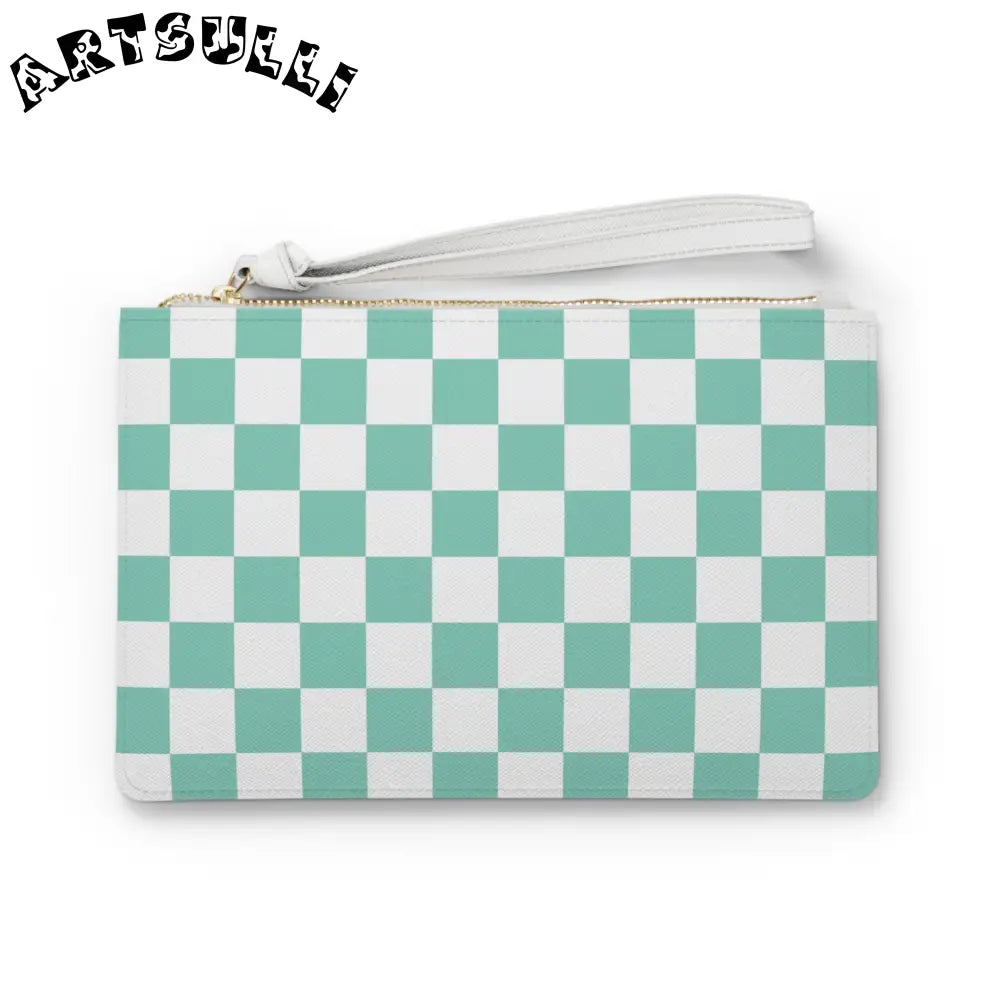 JAKKOUTTHEBXX Checkerboard Light Green Clutch Bag JAKKOUTTHEBXX