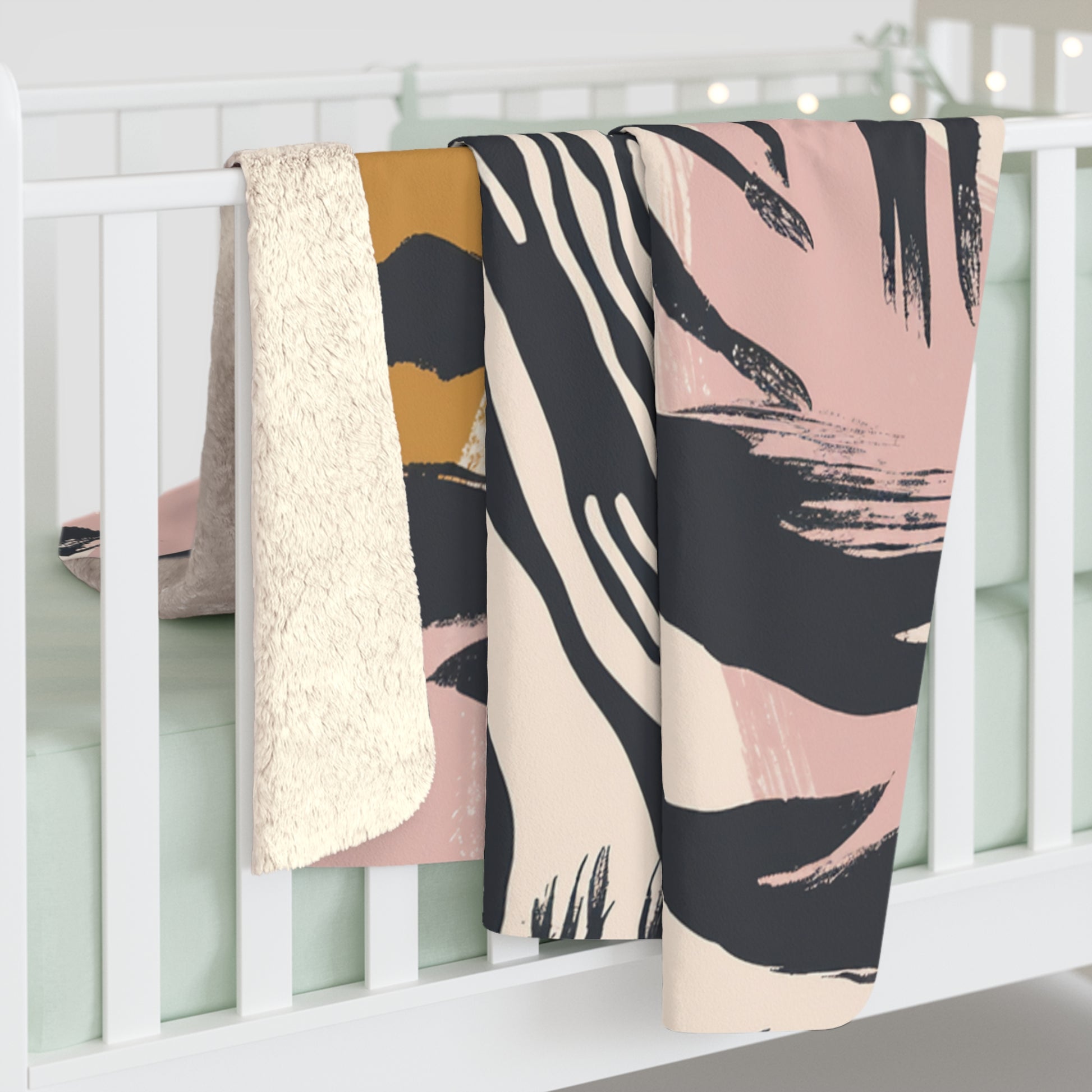 Zebra Brush Strokes Sherpa Fleece Blanket, Artsulli - Art is Long, Life is Short, Home Decor, , , , , , , 