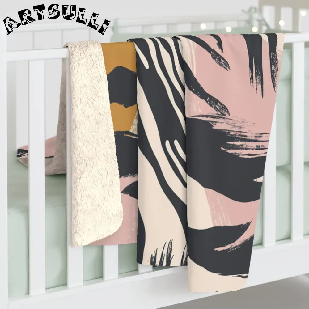 JAKKOUTTHEBXX Cozy Fleece Zebra Stripe Abstract Brushstroke Blanket 2025