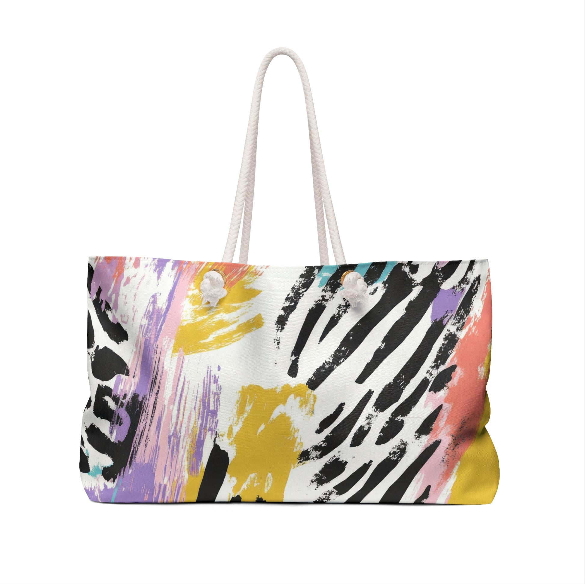 Wild Zebra Stripes x Paint Brush Strokes Multi-Color II Weekender Bag, Artsulli - Art is Long, Life is Short, Bags, , , , , , , 