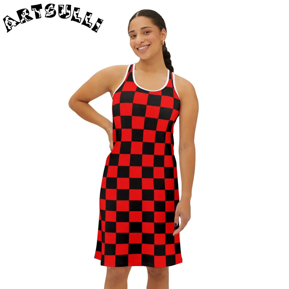 JAKKOUTTHEBXX Checkerboard Red and Black Women’s Racerback Dress