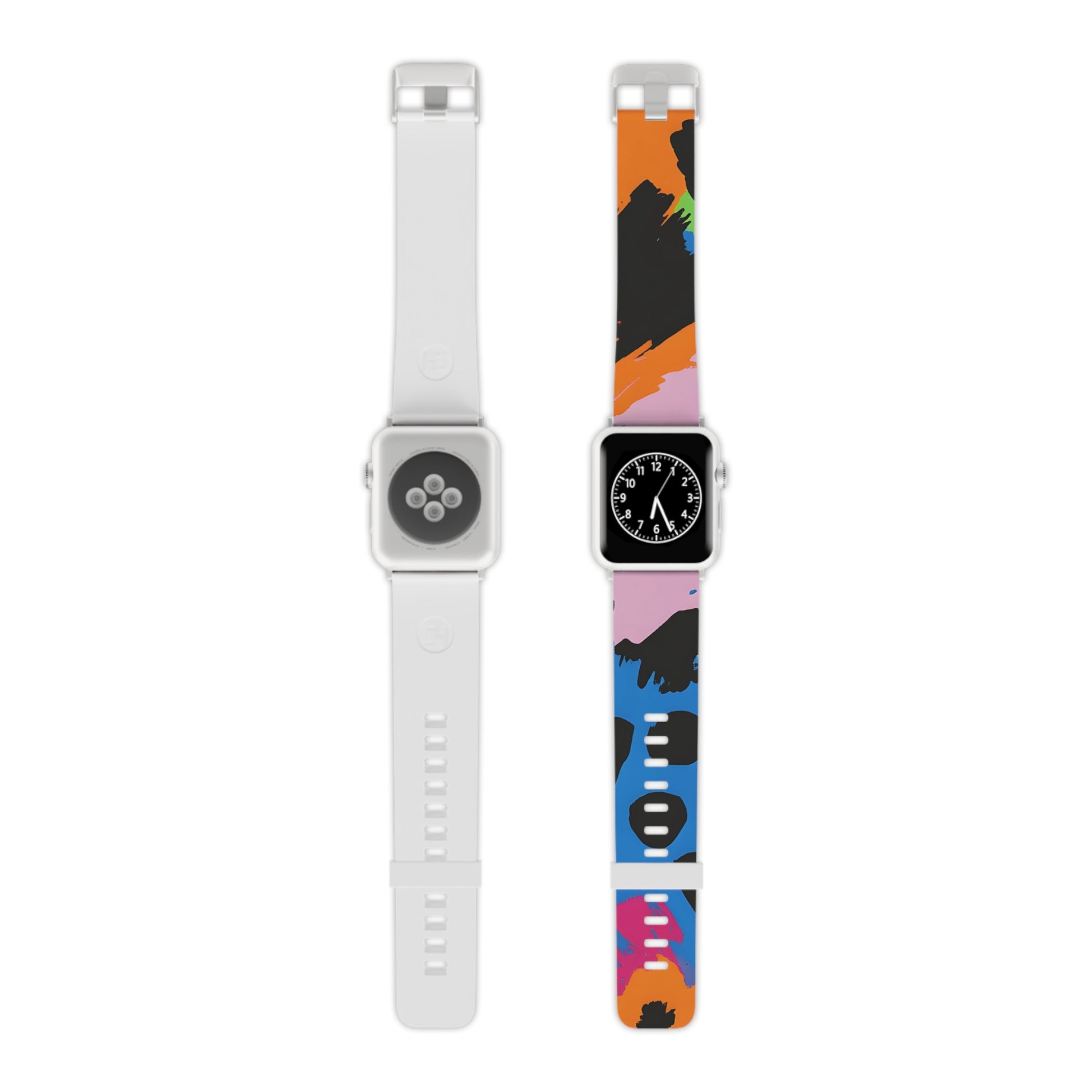 Wild Brush Strokes x Animal Print Multi-Color Watch Band for Apple Watch, Artsulli - Art is Long, Life is Short, Accessories, Size, 8'' × 0.75'' / 42 - 44 mm, Color, Silver, , , 74893272219865840697